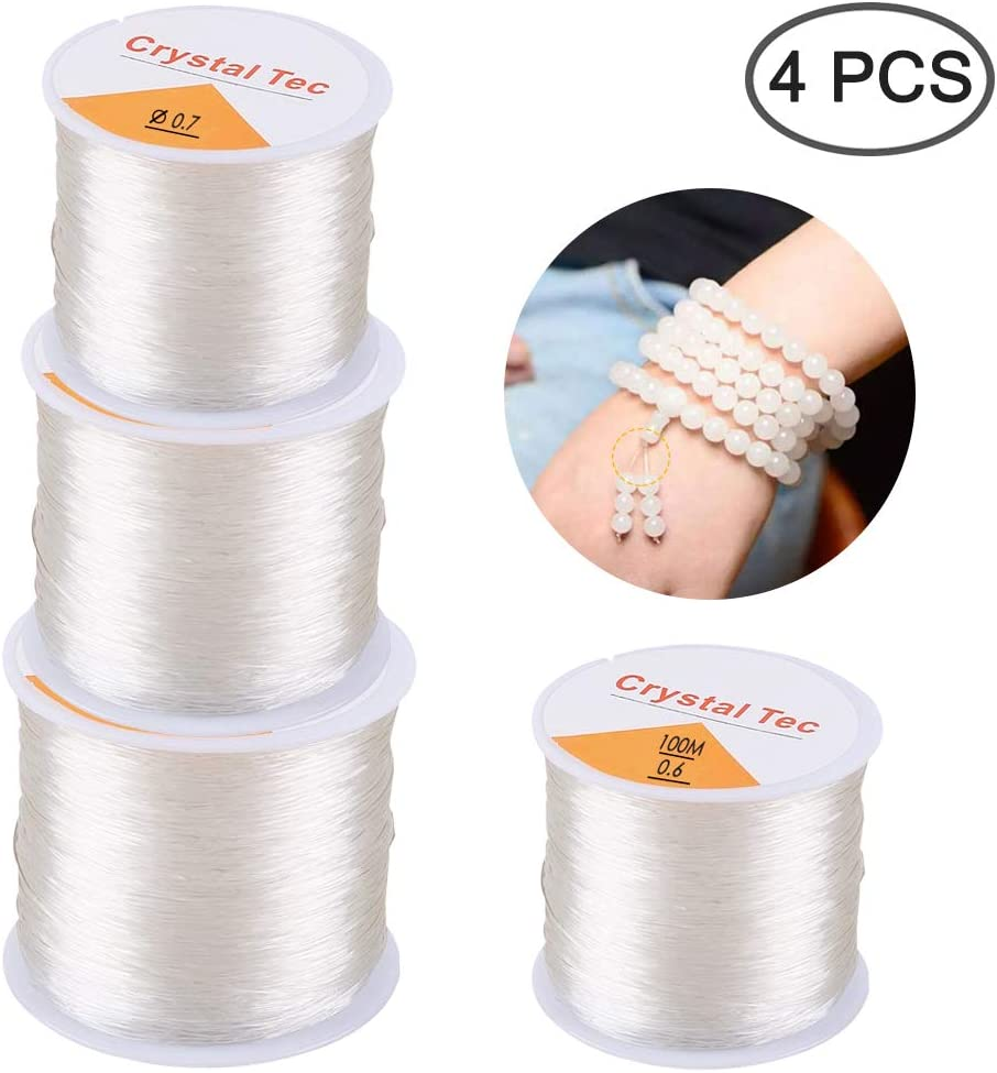 4 Roll 328 FT Clear Elastic Beading Threads, AIFUDA Stretchy Crystal Bracelet String Cords Crystal Rope for DIY Bracelet Beading Jewelry Making (0.6/0.7/0.8/1Mm) image number 4