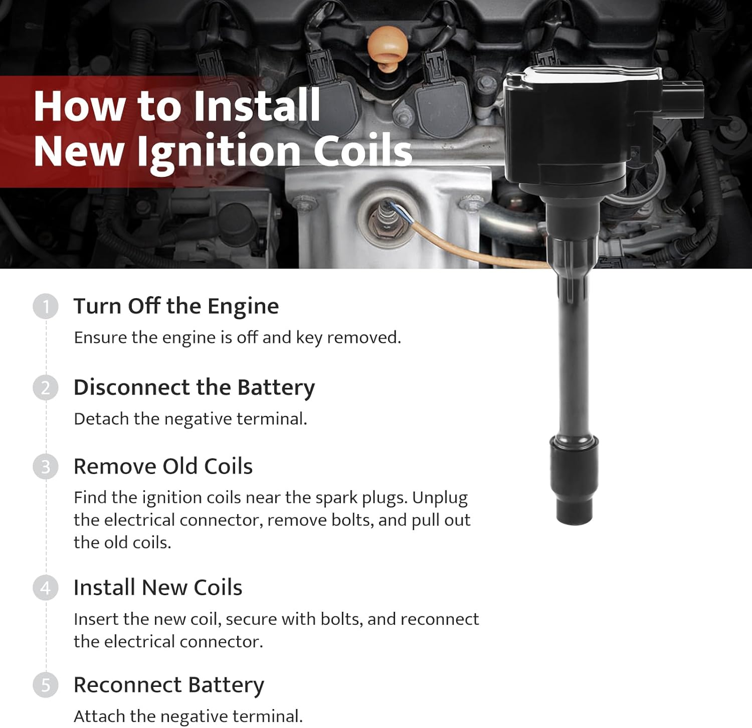 Ignition Coil Packs and Spark Plugs Fit for Turbo 1.5L 2017 2018 2019 2020 Ho-Nda Civic Si Honda CR-V CRV, UF781, Automotive Replacement Parts, Set of 4 image number 1