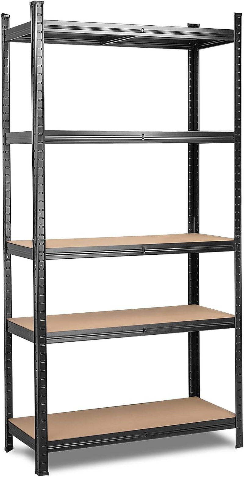 Masterspec 1.8X0.9M Garage Shelving, Warehouse Rack Pallet Racking System Rack Storage Shelves Industrial Commercial Organize Capacity, 5 Steel Metal Adjustable Assembly Easy Black image number 2