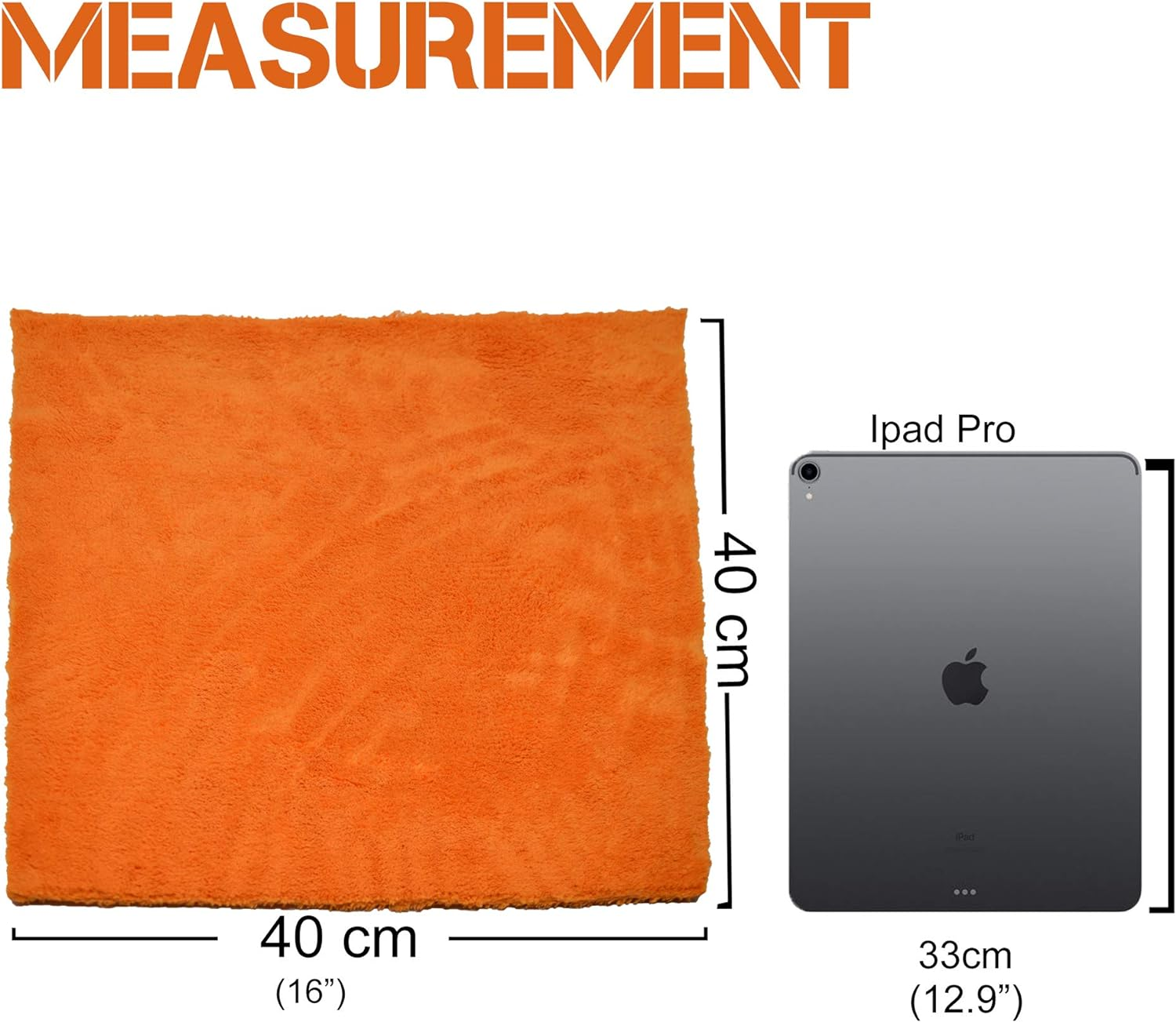 Towelogy&reg; 520Gsm Professional Microfibre Edgeless Car Cloths QUICK DRY for Auto/Moto Detailing Polishing Washing STREAK FREE & LINT FREE 40X40Cm (Grey/Orange, Pack of 2) image number 3