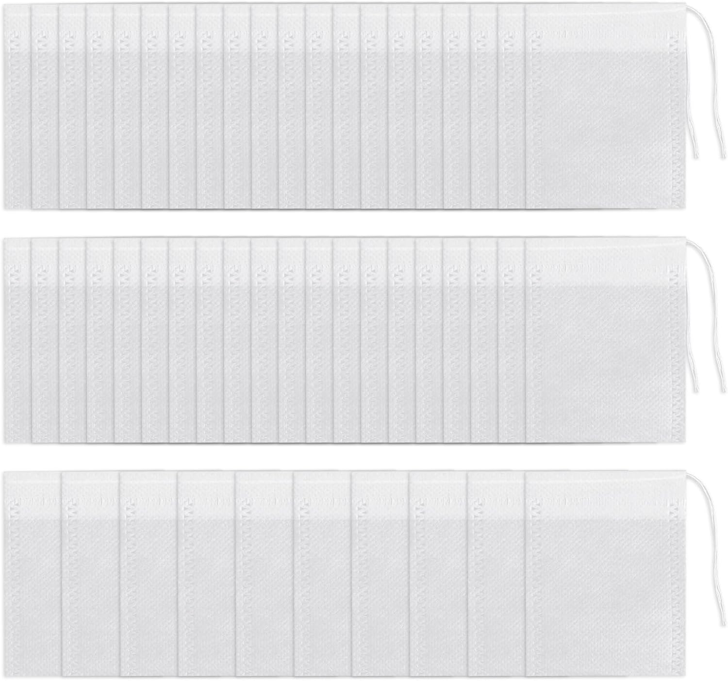 50 Pcs White Cotton Muslin Bags, Small Mesh Tea Coffee Filter Bags Reusable Drawstring Pouches for Spice Bag, Yogurt Straining, Cold Brew, Almond Milk & Loose Leaf Tea, Set of 50 (3.15 X 3.94 Inch)