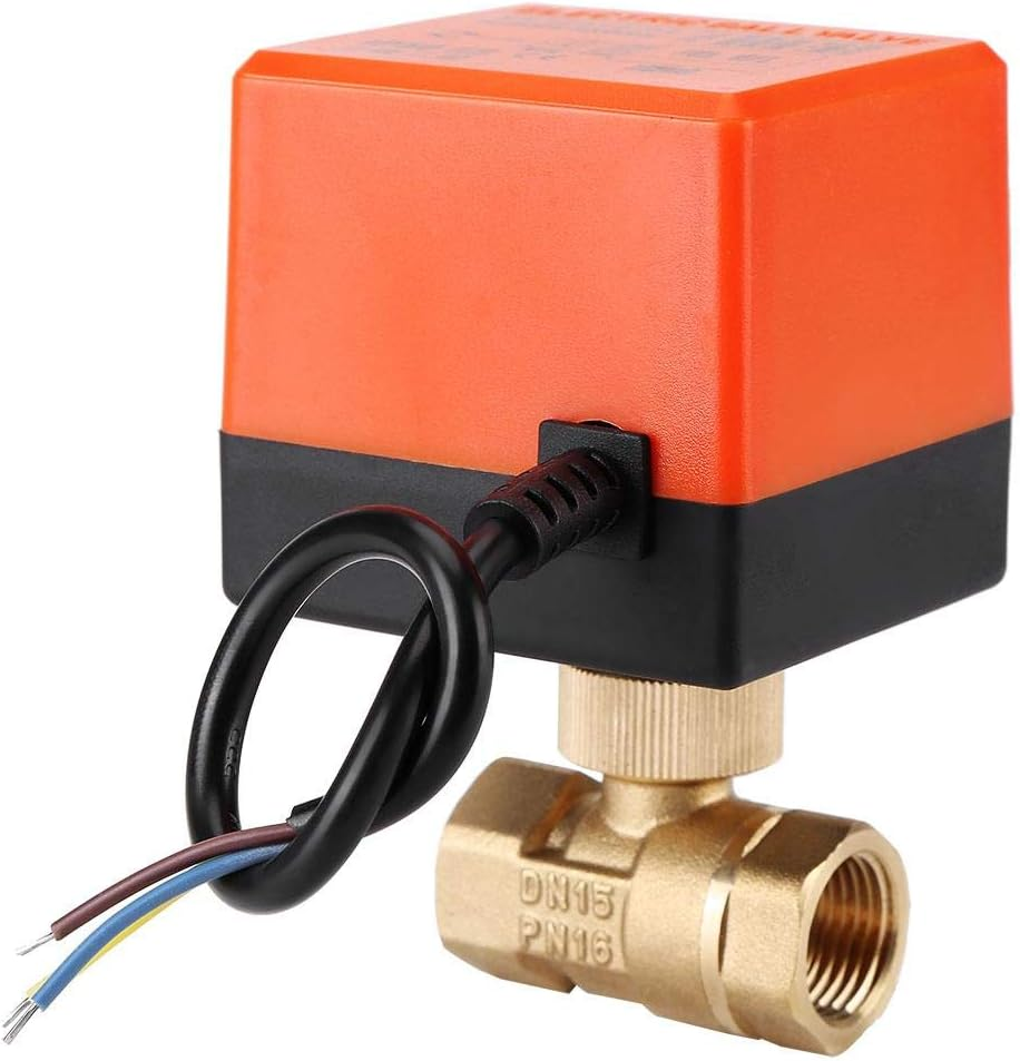 Motorized Ball Valve, AC 220V Brass Electrical Ball Valve 2 Way 3-Wire 1.6Mpa Thread, Energy Saving(Dn15) image number 3