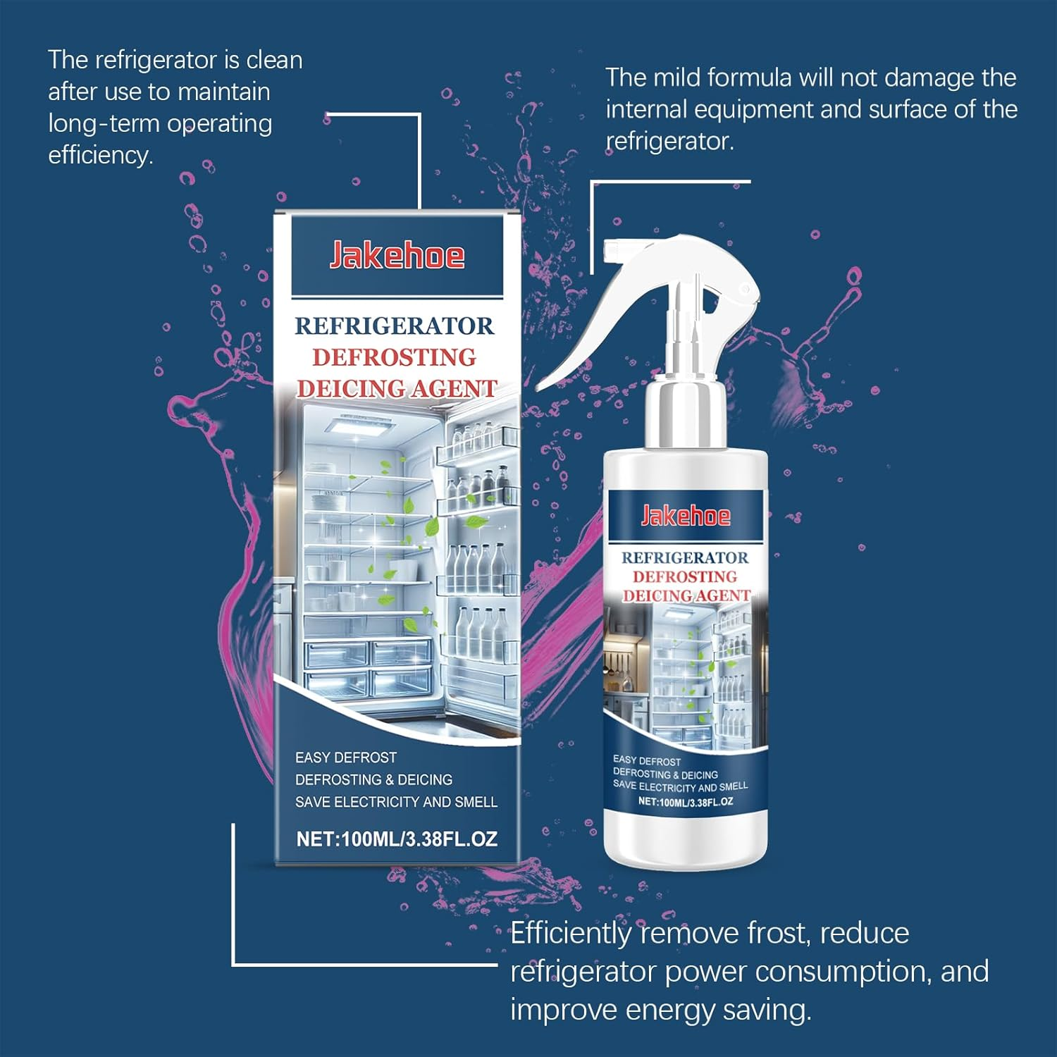 Refrigerator Defrosting Agent, 100Ml, Quick-Dissolving Ice and Frost Removal Spray, Mild Formula image number 2