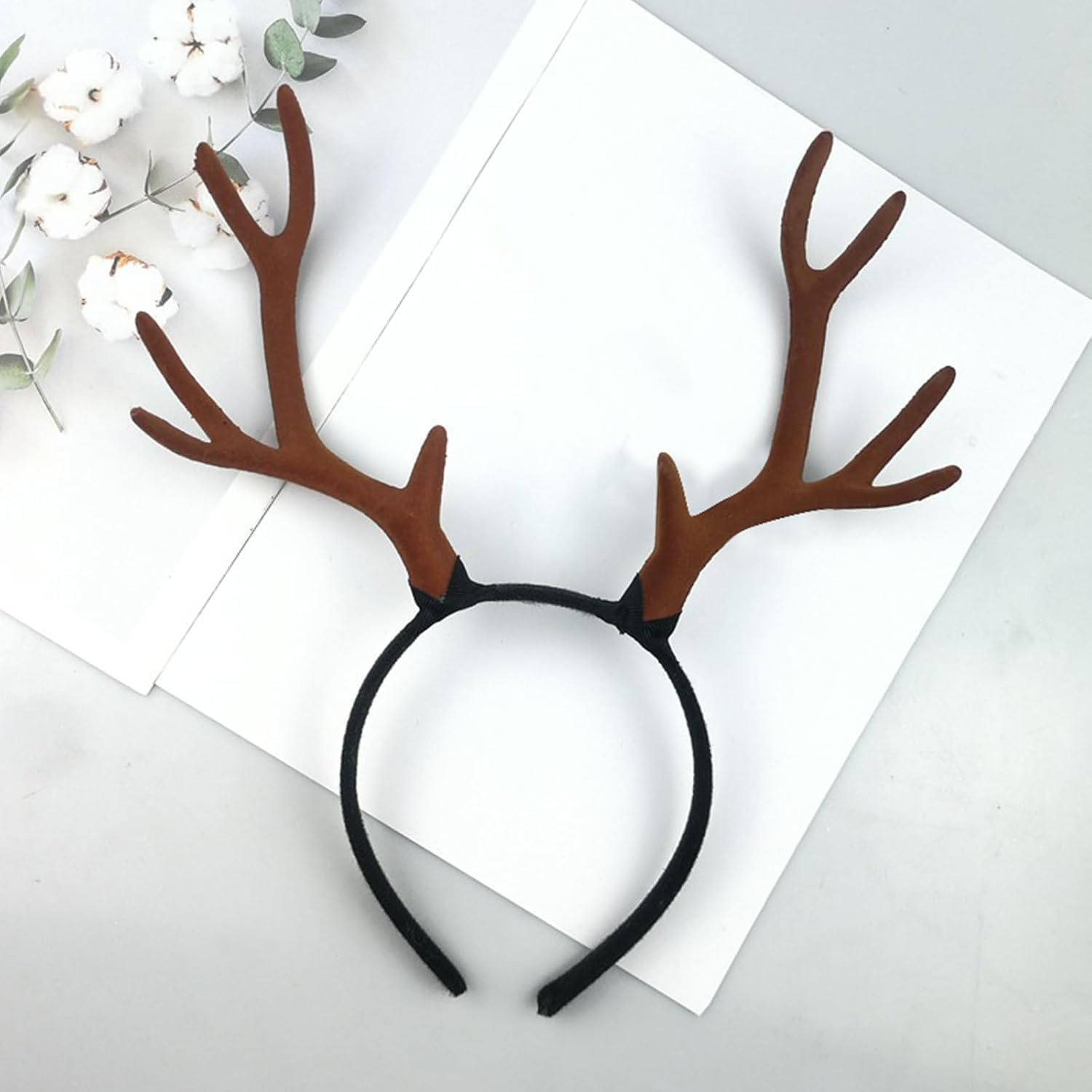 AGDGV Reindeer Antlers Headband - Elk Deer Horn Headband - Soft Brown Fabric Antler Headband(10.24X11.42 Inches), Cosplay Horns Headpiece Christmas Reindeer Headbands image number 1