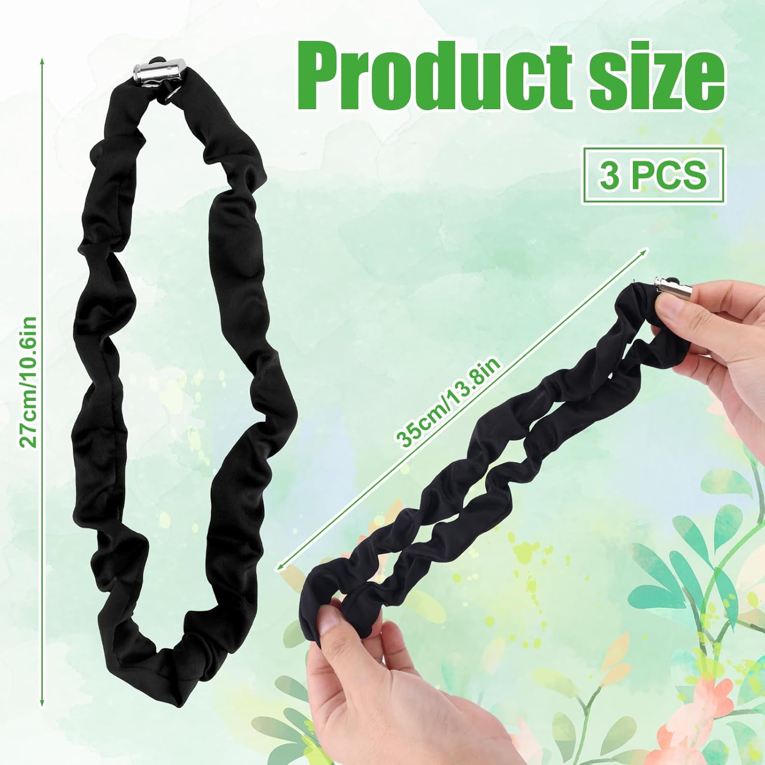 3Pcs Adjustable Hair Ties, Silk Satin Scrunchies Black Afro Puff Hair Ties High Elastic Ponytail Holders Non-Slip Hair Bands for Women Thick Curly Fluffy Natural Ponytails Hair image number 1