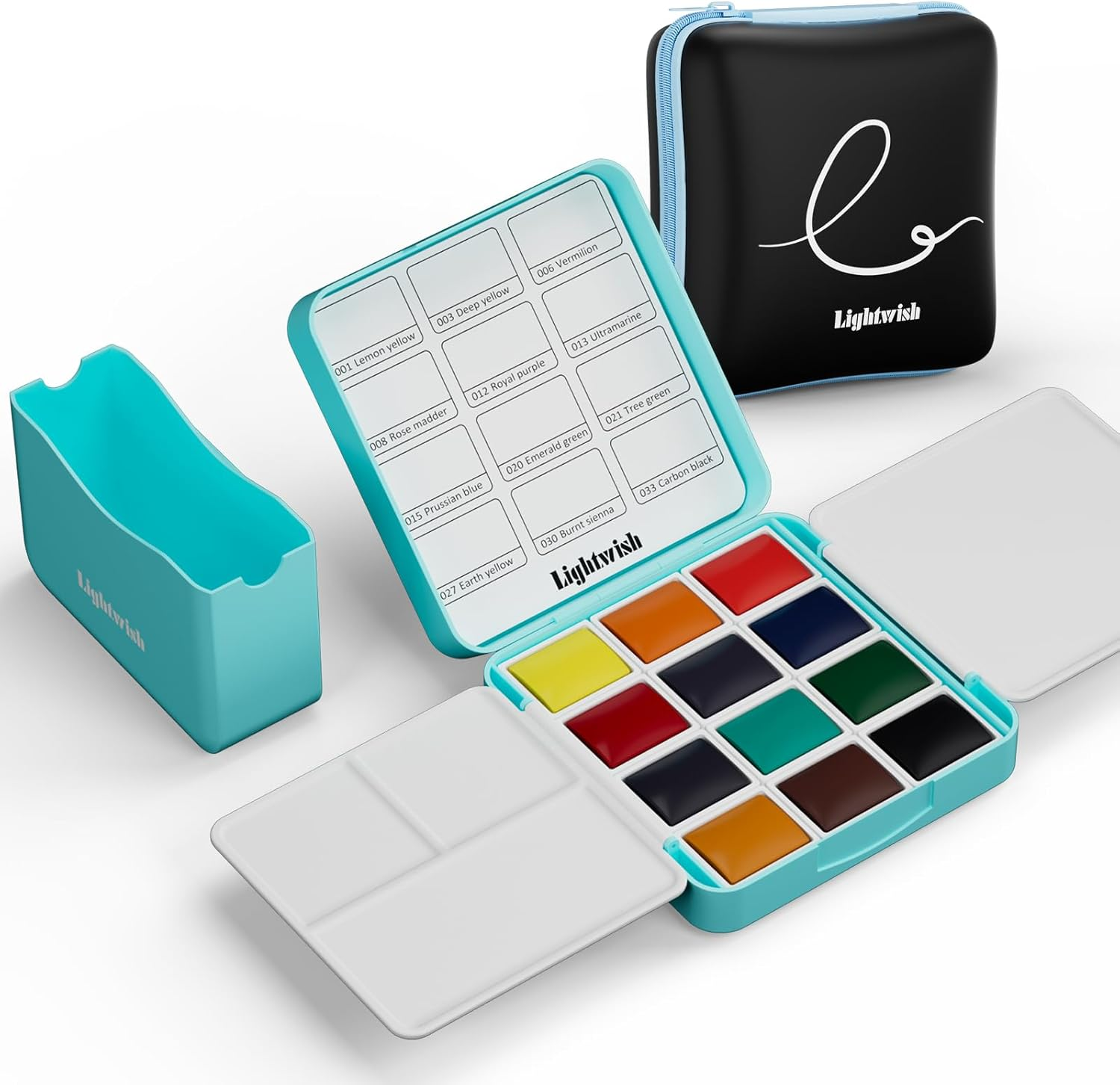 12 Colors Pocket Travel Watercolor Set, Mini Watercolor Paint Set with Portable Case,Coloring Mixing Palette, Water Wash Cup,For Adult Artist Beginner Watercolor Painting Lovers