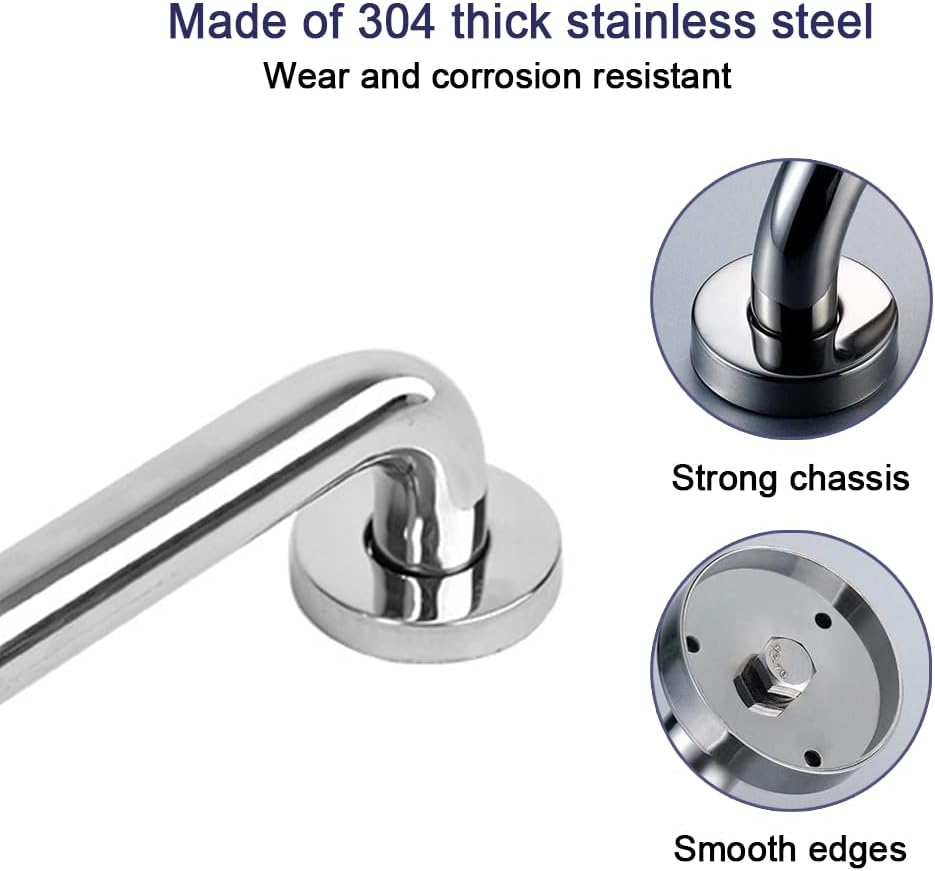 2 Pack Anti-Slip Bathroom Grab Bar Safe Handrail Grab Bar Stainless Steel Bathroom Bath Tub Handrail Non-Slip Anti-Fall Holder Bathroom Support Handle image number 2