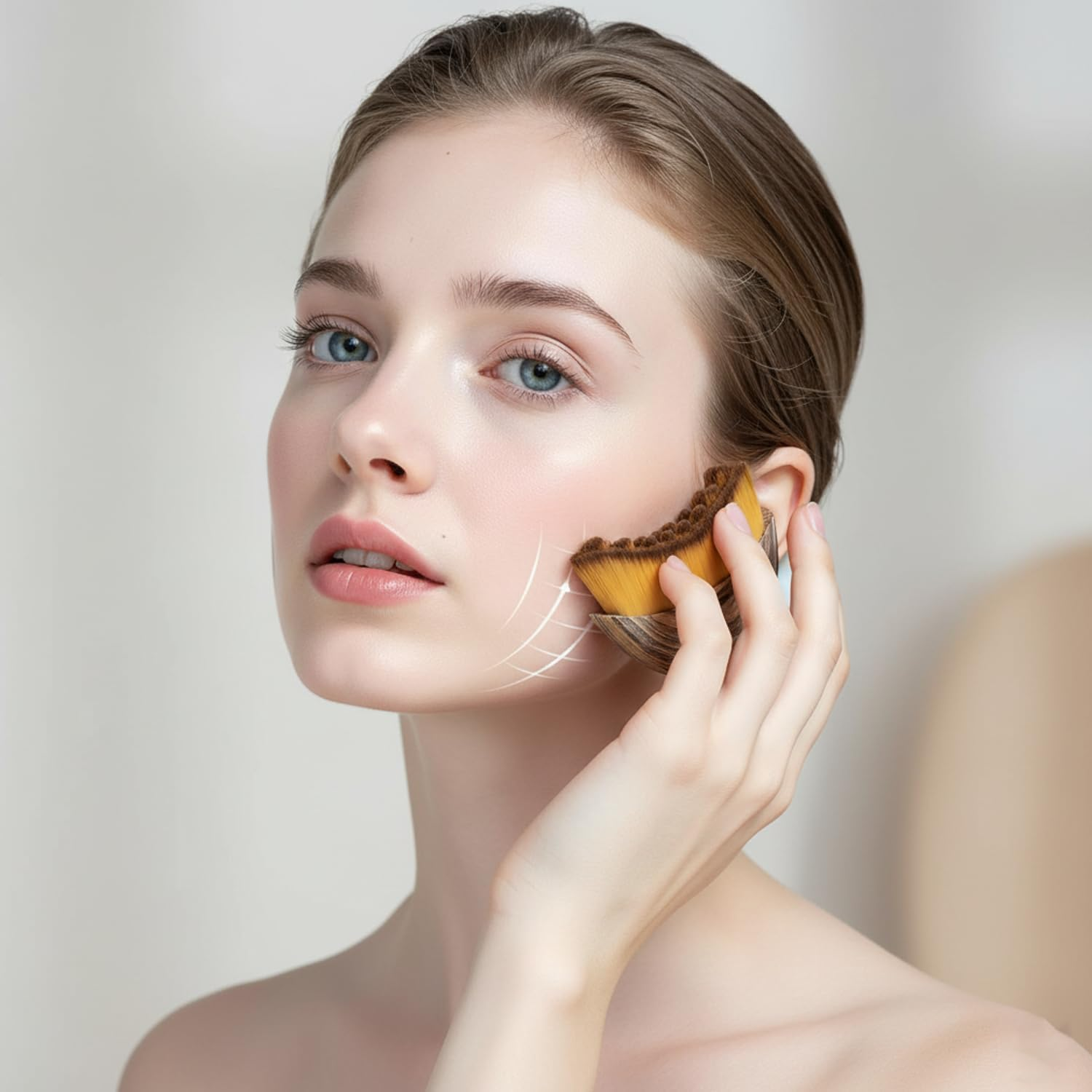 2 Pack Lymphatic Contour Face Brush, Curved Facial Lymphatic Drainage Massager, Natural Makeup Brushes with Durable Soft Bristle,Hypoallergenic Ergonomic Facial Cleansing Brush for Sculpting image number 5