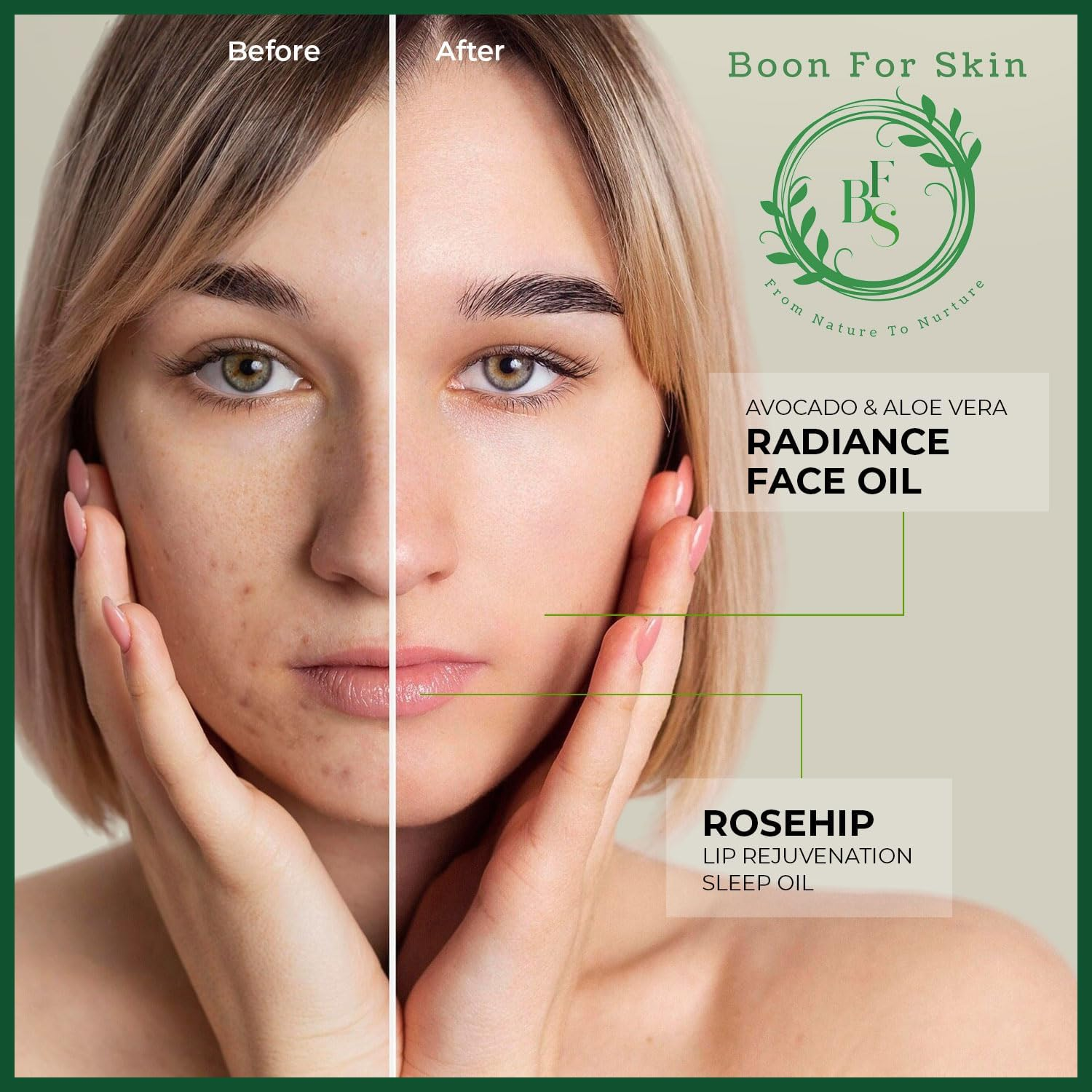 Avocado and Aloe Vera Face Oil (30Ml) with Lip Rejuvenation Rosehip Sleep Lip Oil(10Ml)