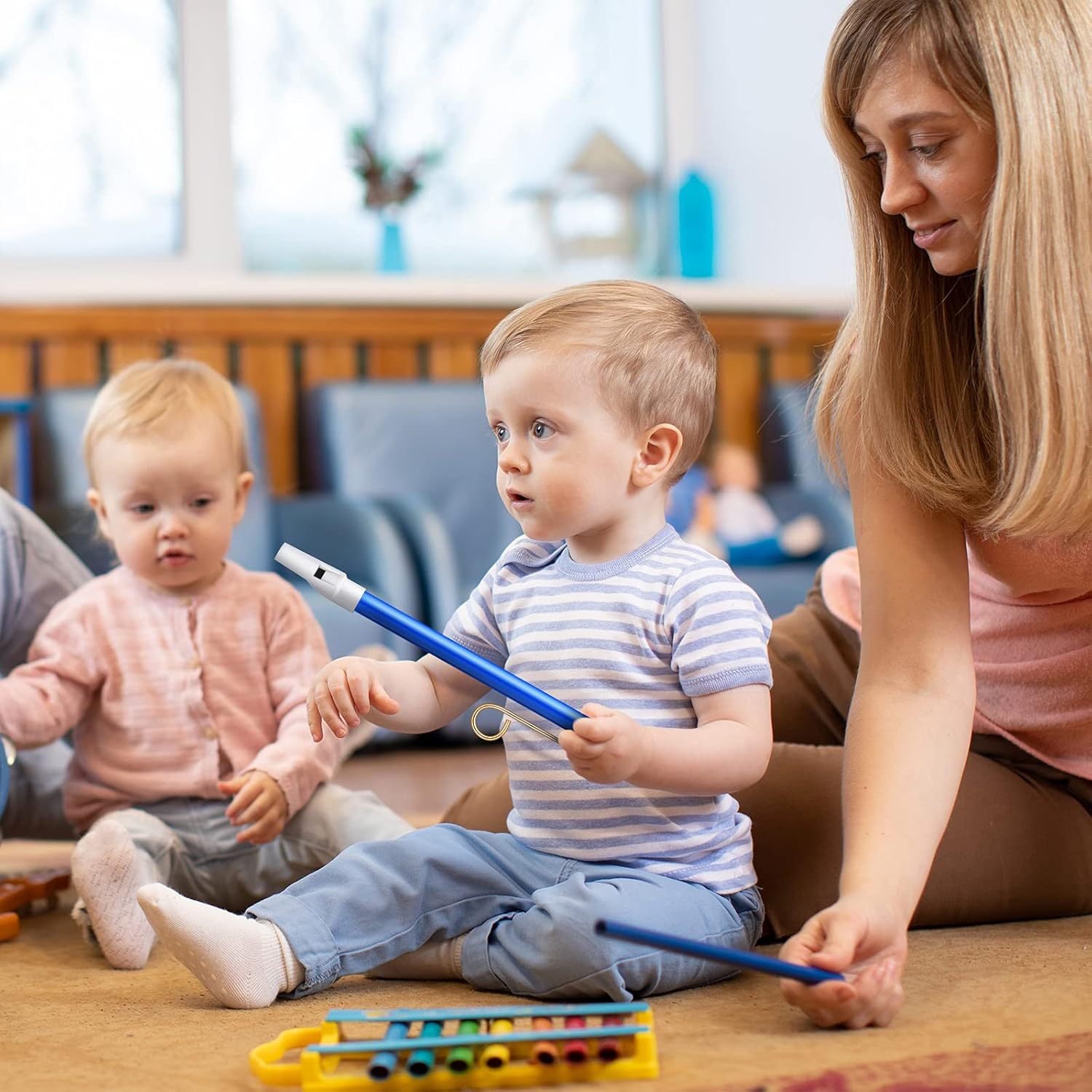 Lukmaa 2 Pieces Slide Whistle Toy Slide Whistle Musical Instrument Toy Whistle Sliding for Parent-Child Games, Blue and Purple image number 1