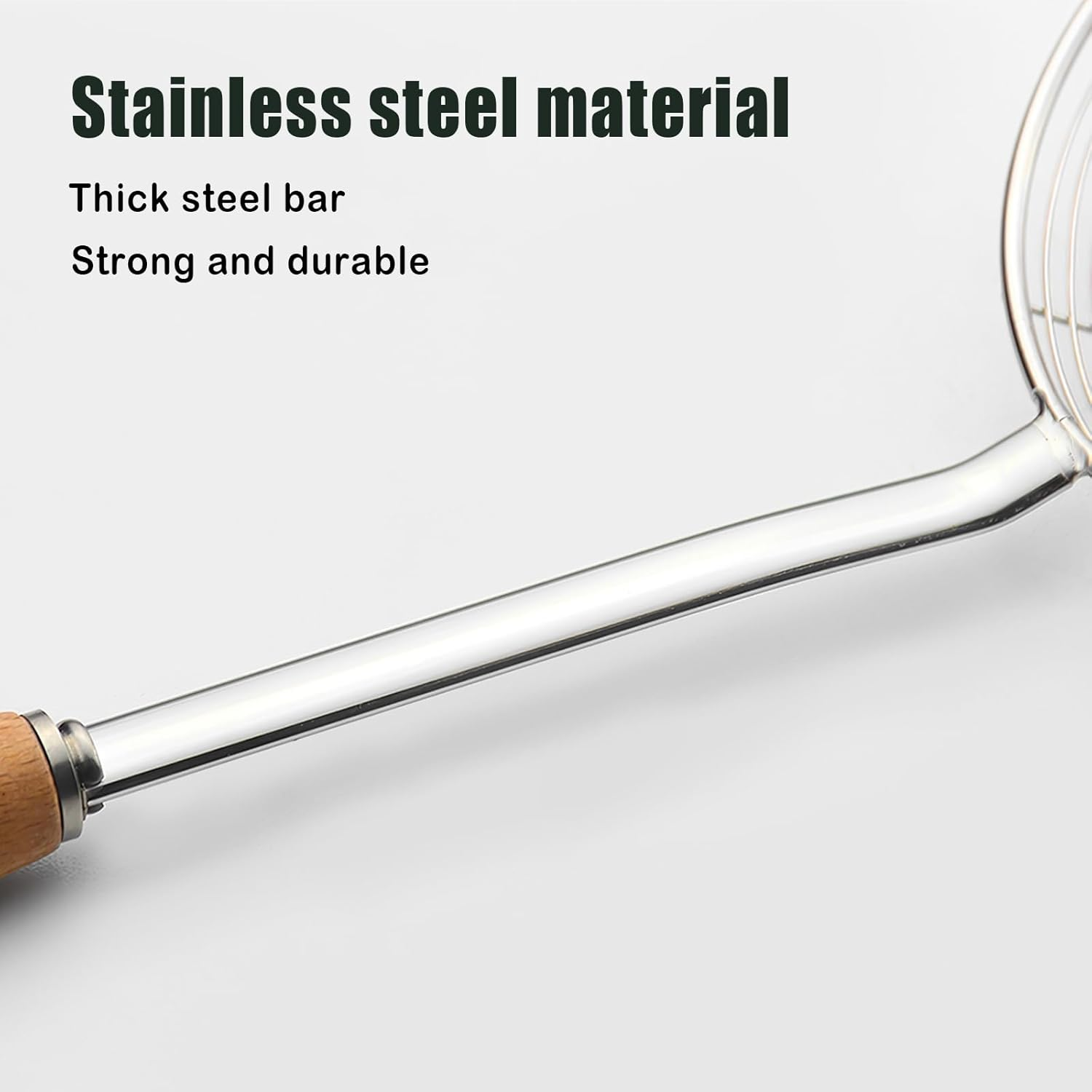 Spider Strainer, Skimmer Spoons, 6.3 Inch Spider Strainer Skimmer Ladle for Cooking and Frying, Cooking Utensils Frying Spoon with Wooden Handle, Wire Slotted Spoon for Kitchen image number 6