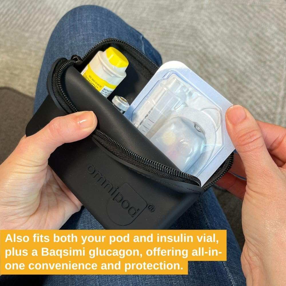Omnipod Protective Travel Case | Silicone Storage Fits an Insulin Vial and One Pod| Diabetic Care Products | Diabetes Supplies Organizer (Black) image number 4