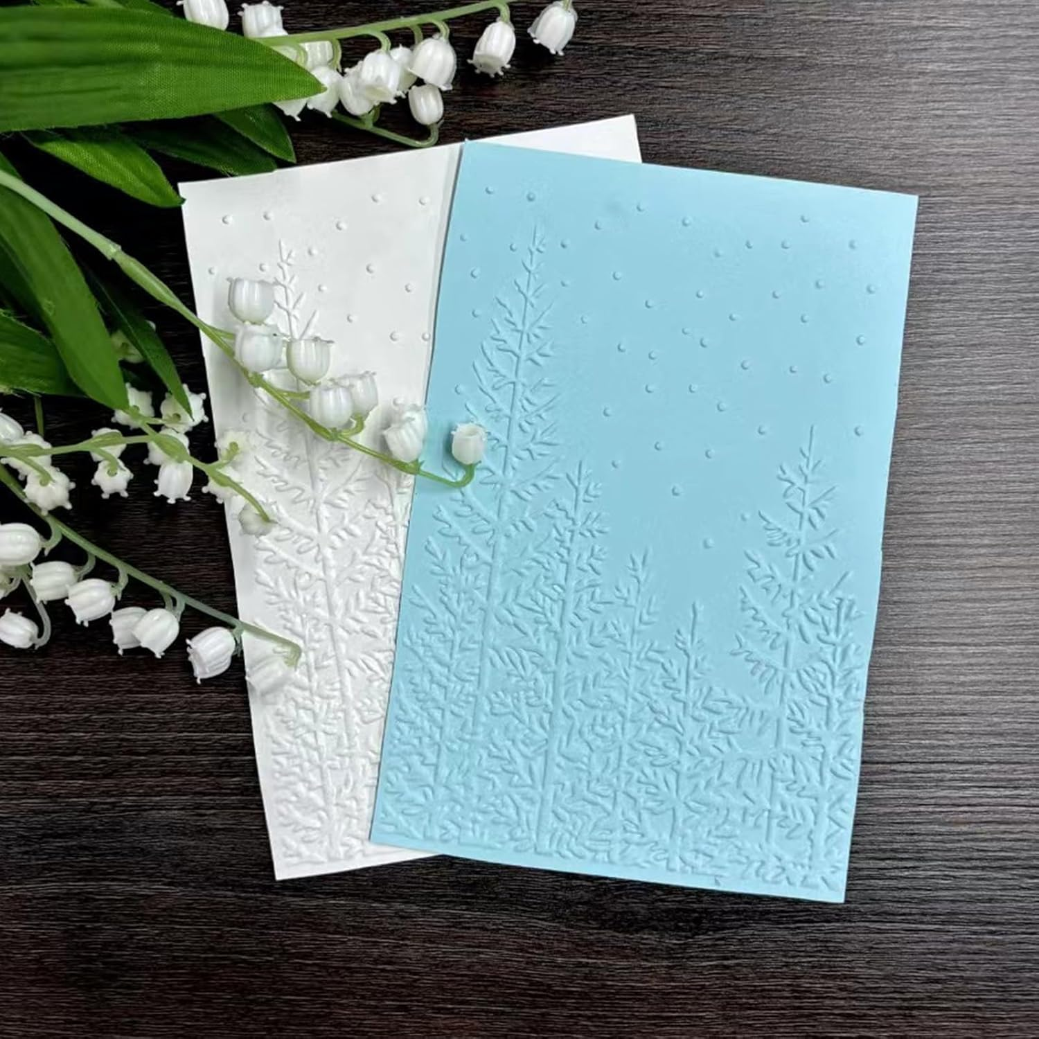 3D Embossing Folder, 6.42X4.53 Inch Pine Tree Embossing Plate Plastic Embossed Template Embossing Folder for Making Cards Scrapbooks Paper Albums DIY Crafts image number 3