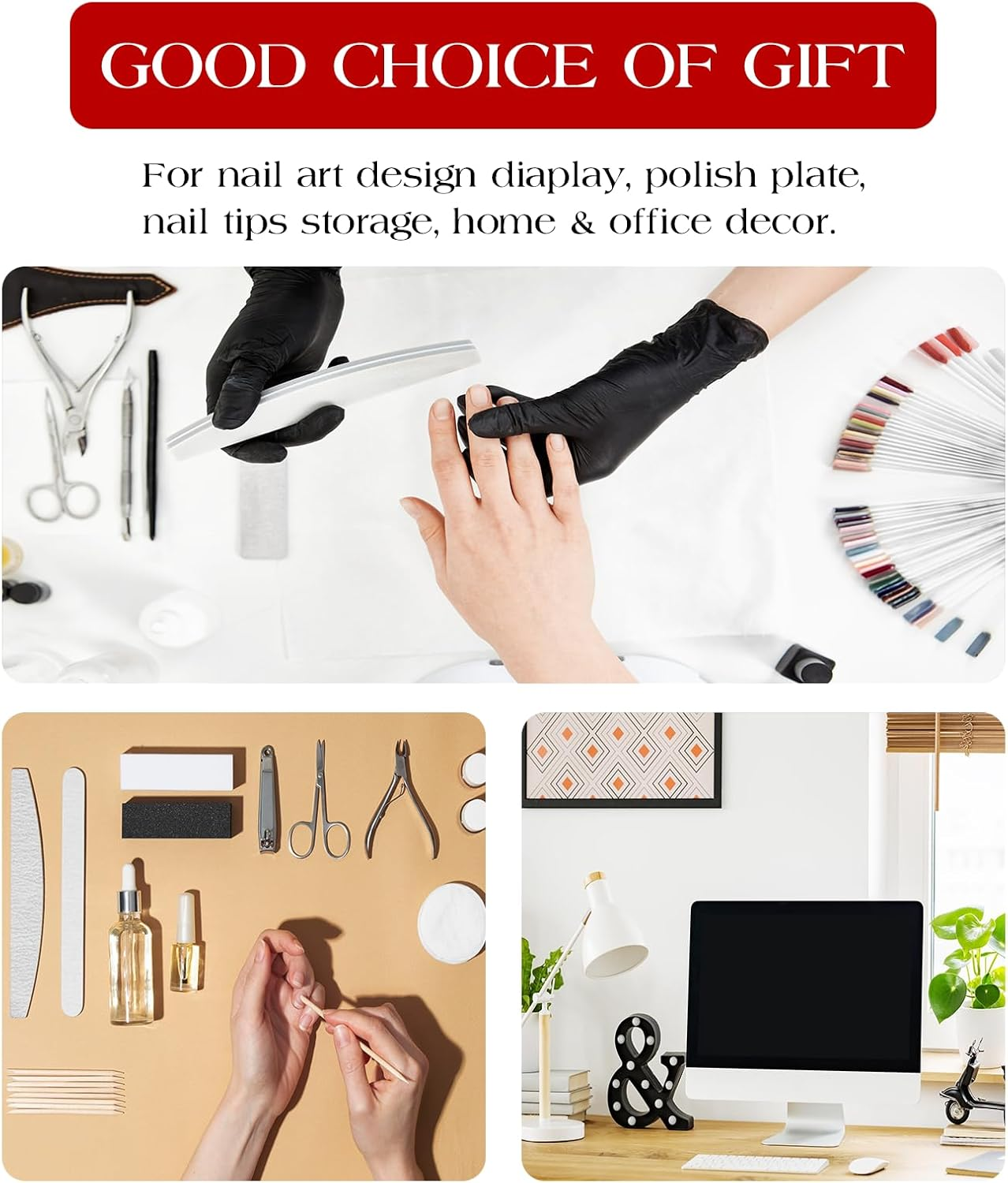 100Pieces Transparent Nail Display Stand Holder with 9.8Ft Double Sided Tape Nail Boxes Packaging for Press on Nail Art Acrylic Fake Nail Tips Display Stand with Removable Mounting Tape for Nail Salon image number 4