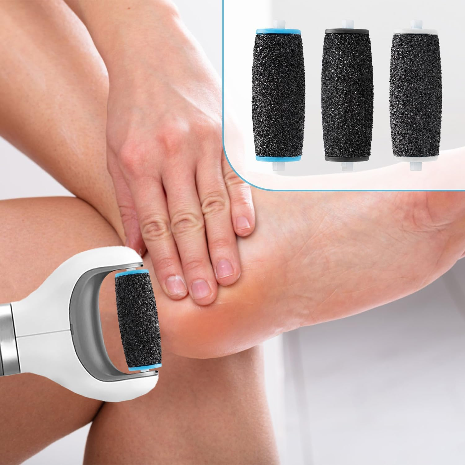 12Pcs Replacement Roller Heads Compatible with Amope, Fine Replacement Roller Regular Coarse Replacement Heads Foot File Remover for Feet