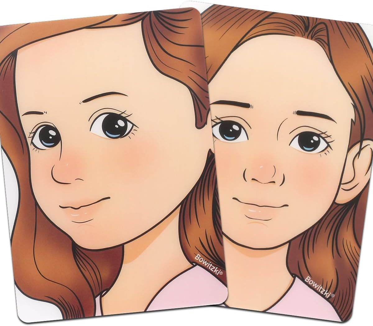 Bowitzki Face Painting Practice Board,2 Pieces Reusable Colorful Face Paint Practice Board,Painting Makeup Exercise Template A4 Size (Woman)