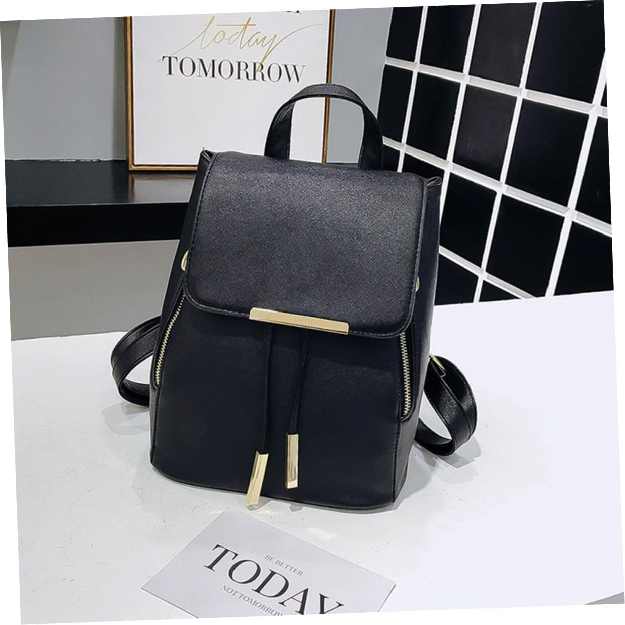 Abaodam Fashion Women Backpack Pu Leather School Bag High School Bag Lightweight Backpacks for Women Adolescent Girls image number 4