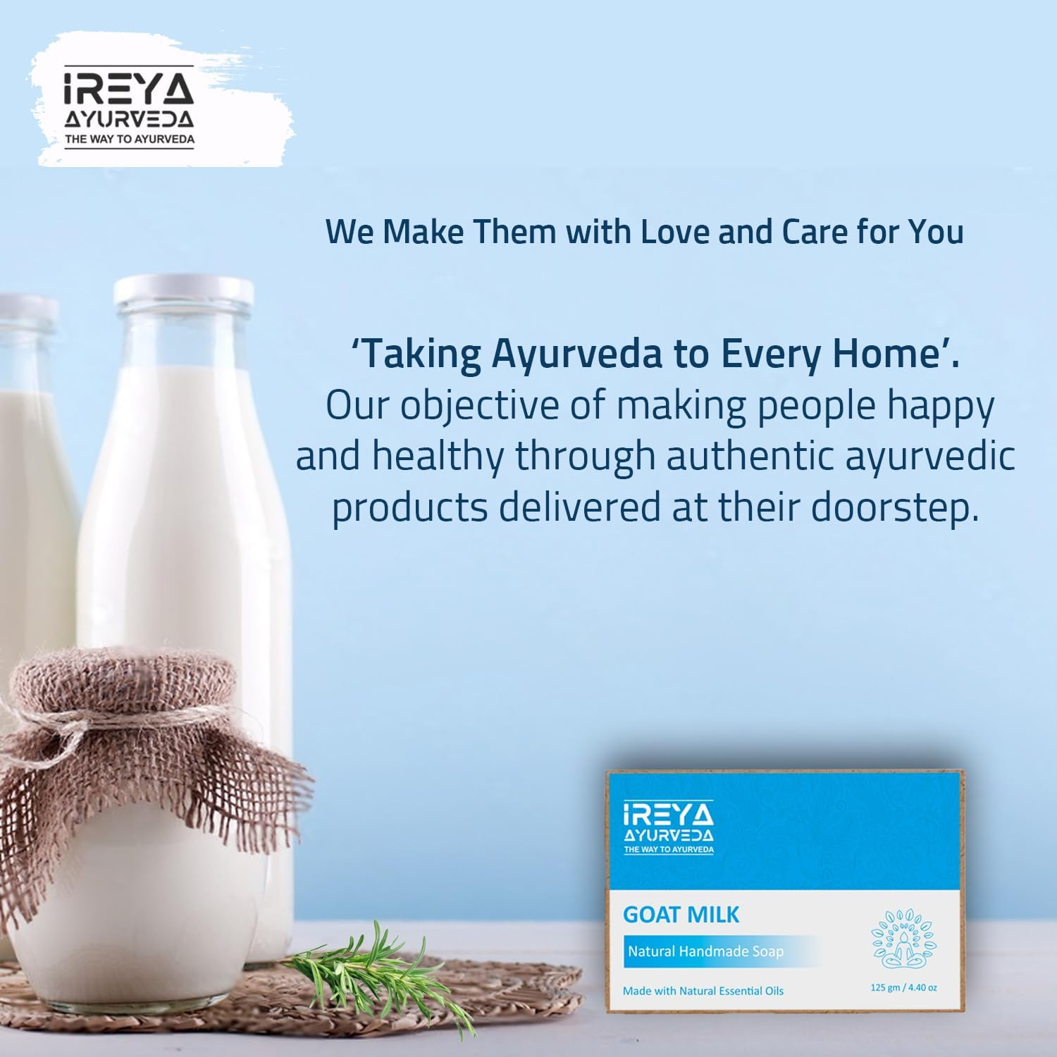 Ireya Ayurveda Goat Milk Soap - with Lavender Shea Butter & Aloe Vera Extract 125 G - Moisturizing Cleansing Soap Free from Parabens, SLS and Handmade Soap image number 4