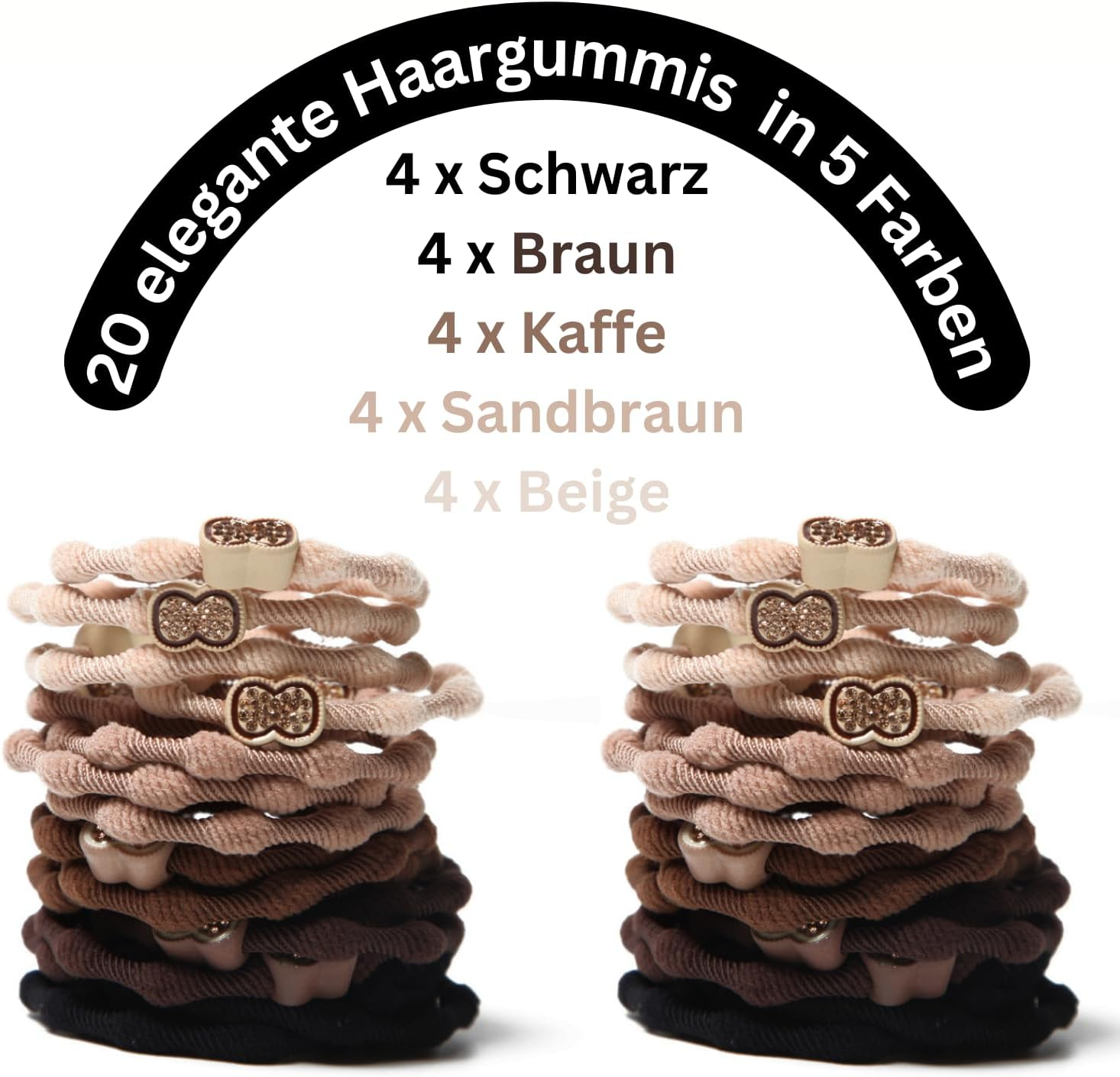 Lavema Hair Bobbles with Diamond, Pack of 20 in 5 Colours, Hair Bands for Girls and Women, 5.5 Cm, Elegant, Comfortable for Everyday Use image number 1