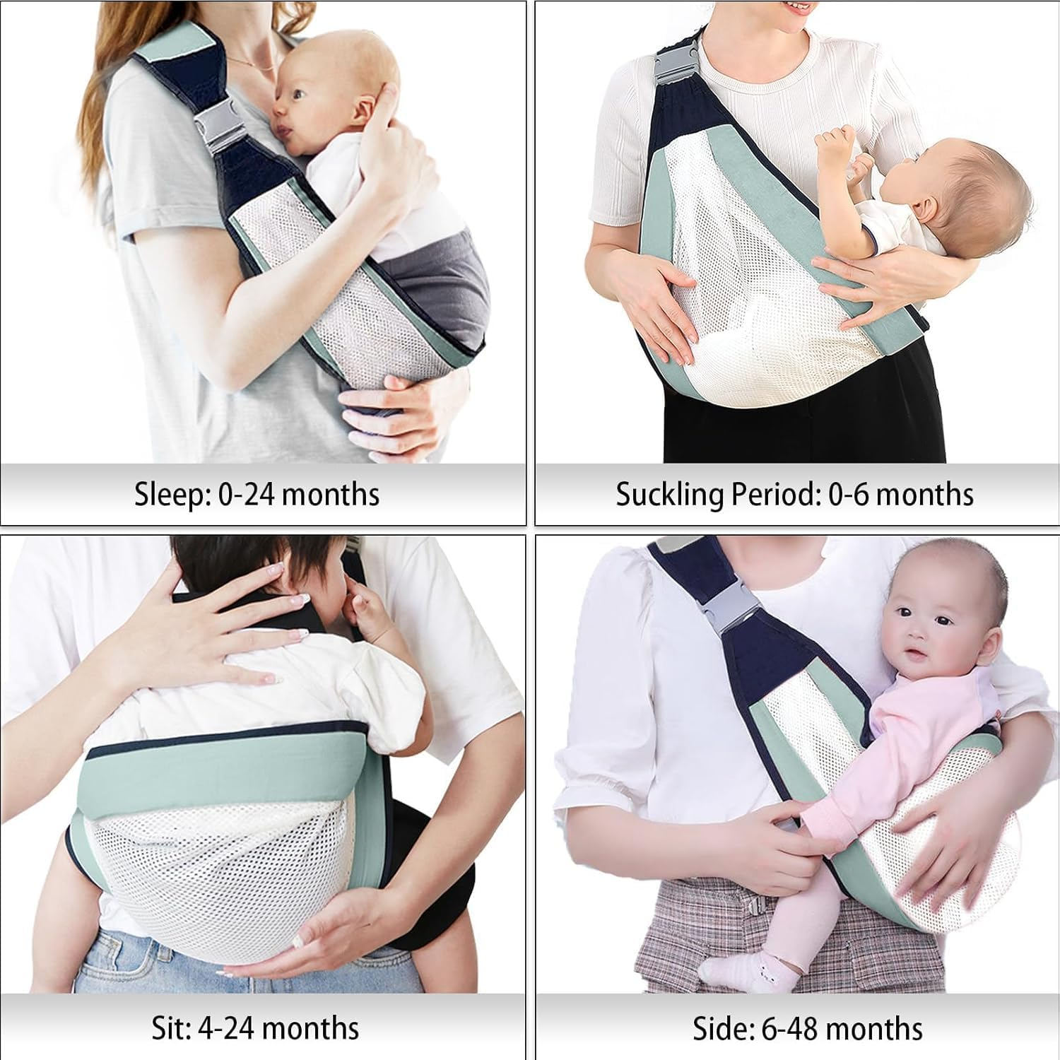 Baby Carrier Newborn to Toddler, Adjustable Baby Wrap Carrier 25-55 Lbs with Soft Padded Straps, Lightweight Mesh Baby Wrap for Travel - 1 Piece, Green