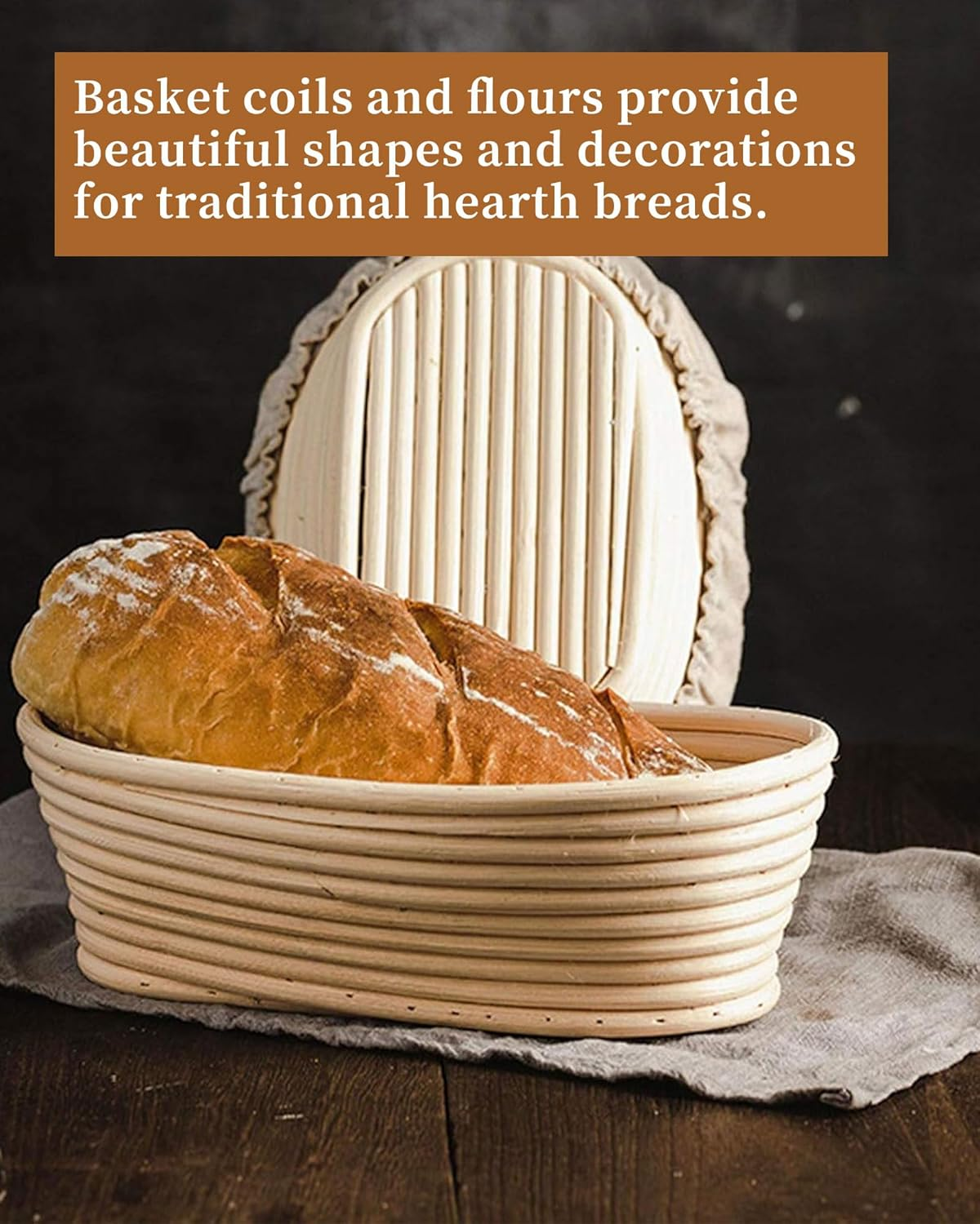 Oval Bread Proofing Basket Rattan Banneton Brotform Sour Dough with Linen Liner Bread Proofing Baskets