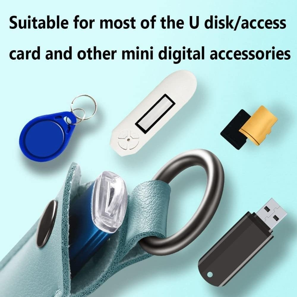 3PCS Leather U Disk Pouch Key Ring Holder USB Flash Drive Storage Bag Pen Drive Protective Cover Memory Stick Case image number 3