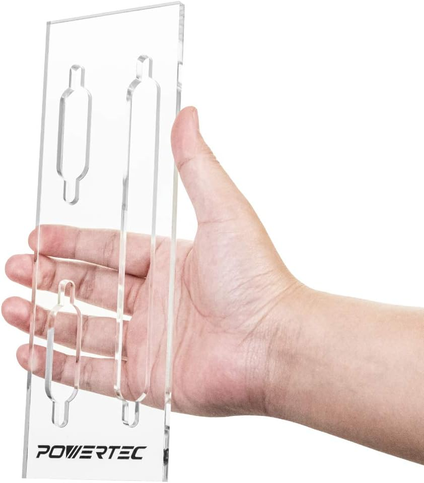 POWERTEC 71120V Clear 1/4" Thick Acrylic Picture-Hanging Keyhole Template for Routing Picture Frame and Woodworking, 1 PK image number 5
