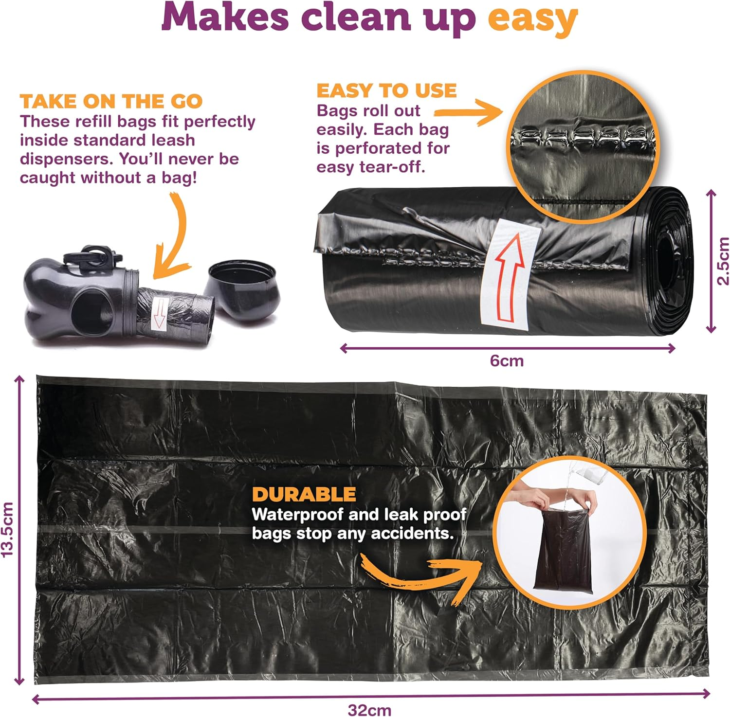 Pet Basic 300Pce(20Rolls*15Pcs) Pet/Dog Waste Refill Bags Leak Proof Durable 13.5 X 32Cm image number 4