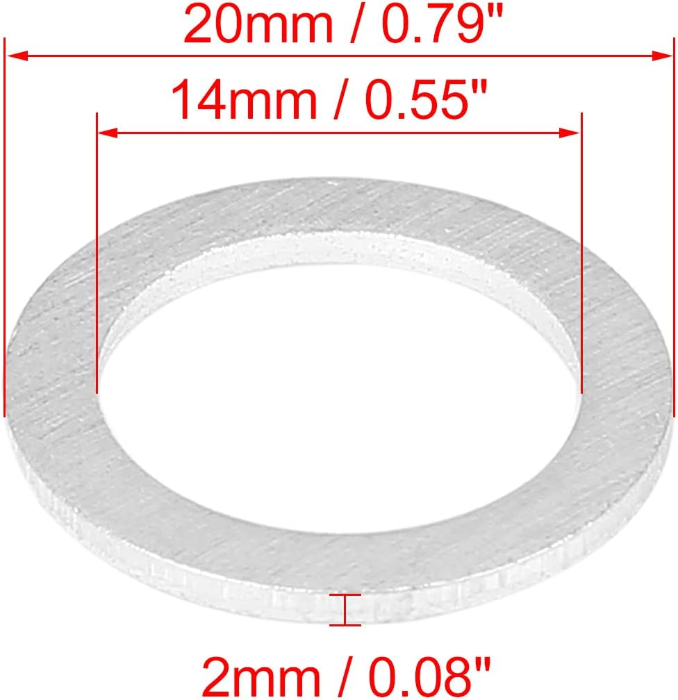 X AUTOHAUX 20Pcs M14 Silver Tone Oil Drain Plug Gaskets Replacement for Mazda 9956-41-400 image number 2