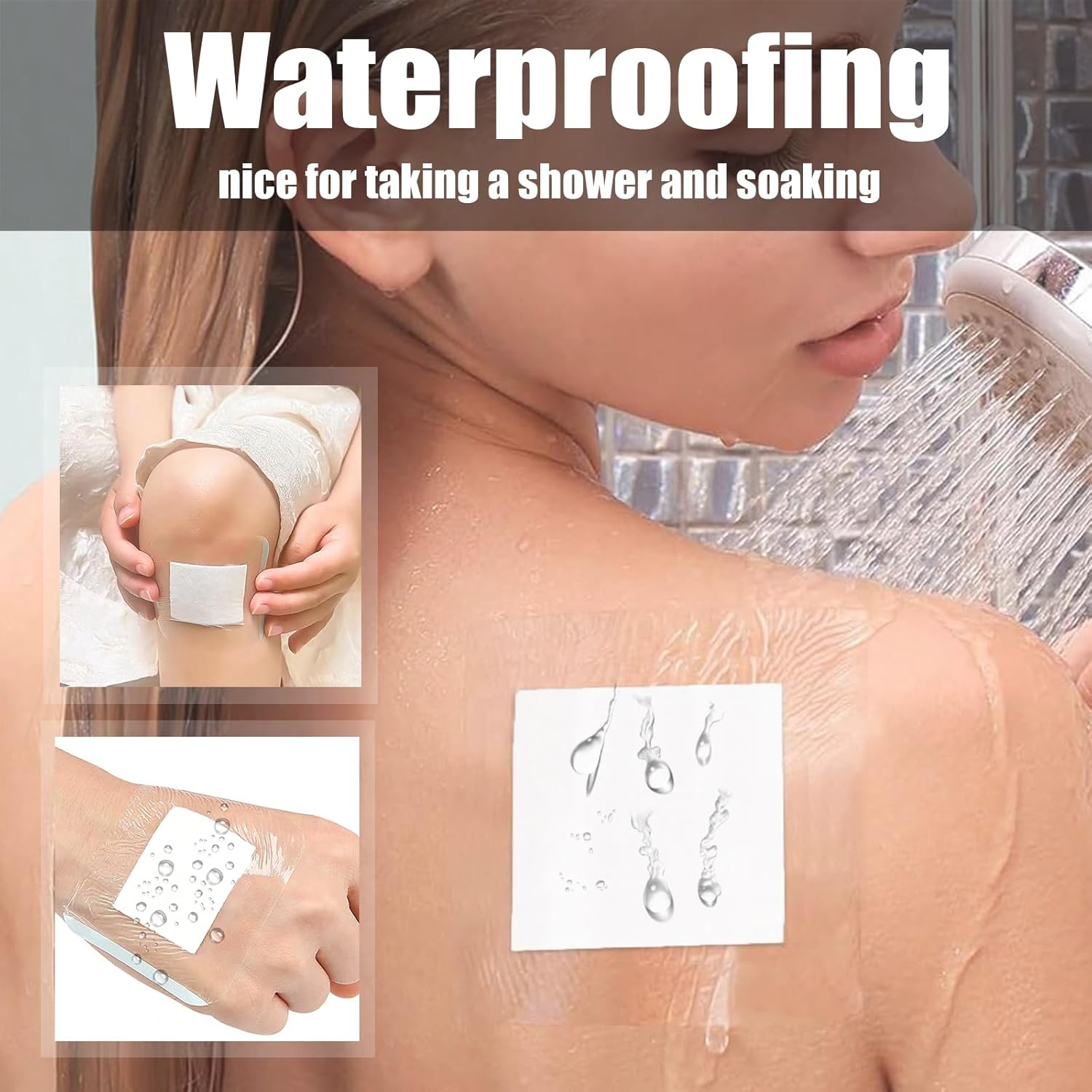 Section Adhesive Island Dressings Pads,Wound Cover Barrier Absorbent Patche,Waterproof Transparent Film Bandage-10Pcs-6 * 7CM image number 1