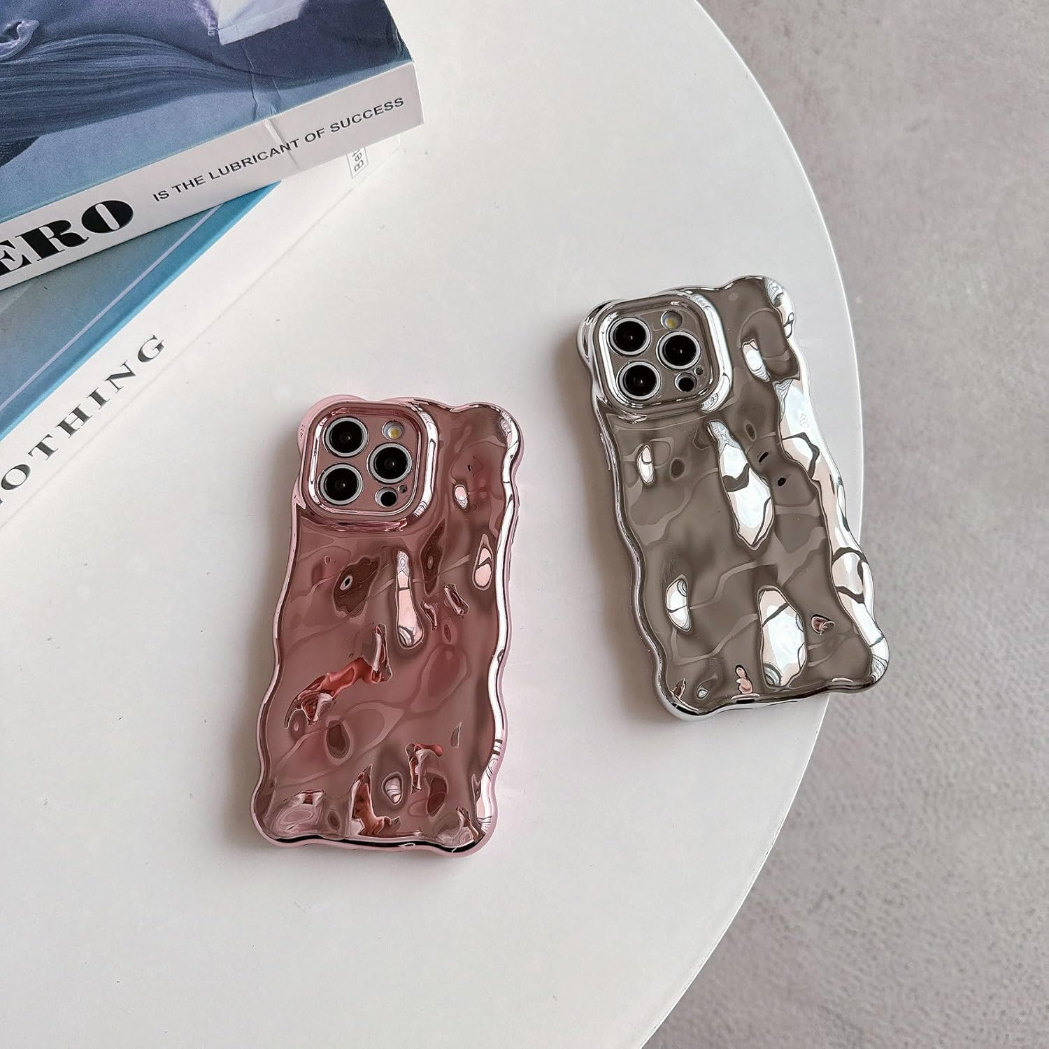 JANDM Case for Iphone 13 Pro Max,3D Wave Bubble Shape Ripple Chrome Pattern Soft Non-Yellowing Bumper Case Glitter Shiny Camera Shockproof Women Girls Cover Case for Iphone 13 Pro Max -Silver image number 6