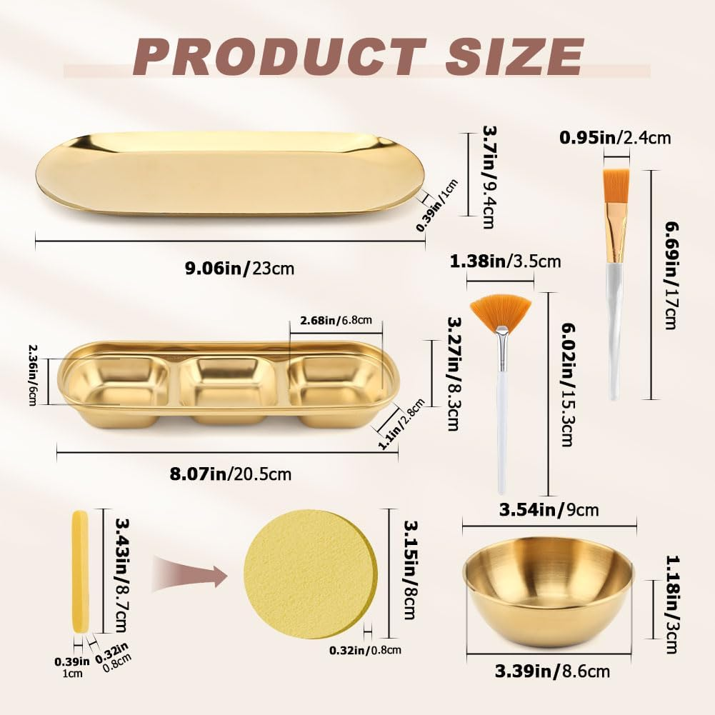 23Pcs Esthetician Supplies for Facials Set, Face Mask Applicator Brushes Tools, Women Facial Mask Mixing Kit Facial Tools, for DIY Skincare(Gold,Size:Multisize) image number 5
