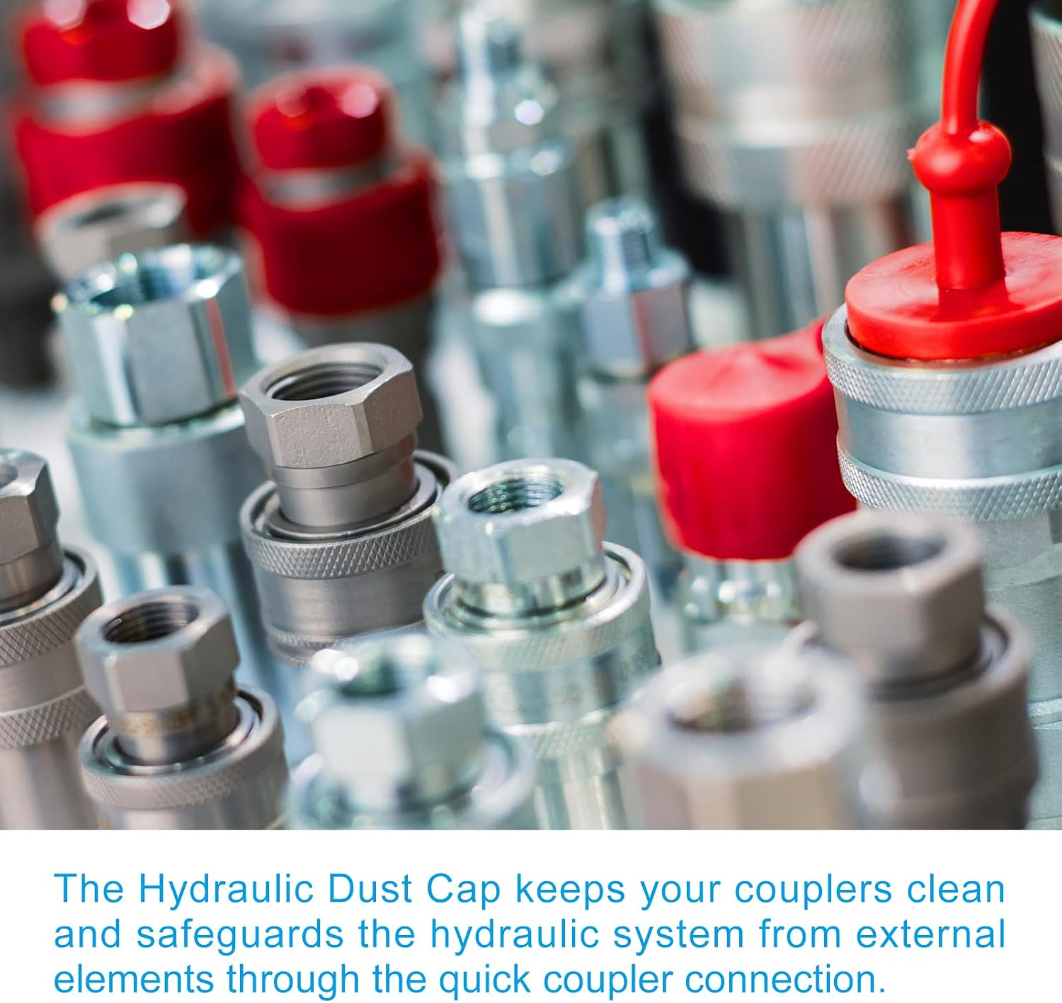 Uxcell ISO-A 3/8 Hydraulic Coupler Male Dust Cap and Female Plug Cover, 2 Sets Hydraulic Quick Connect Coupling with Retention Ring Keeps Cap Connected to Hose, Blue