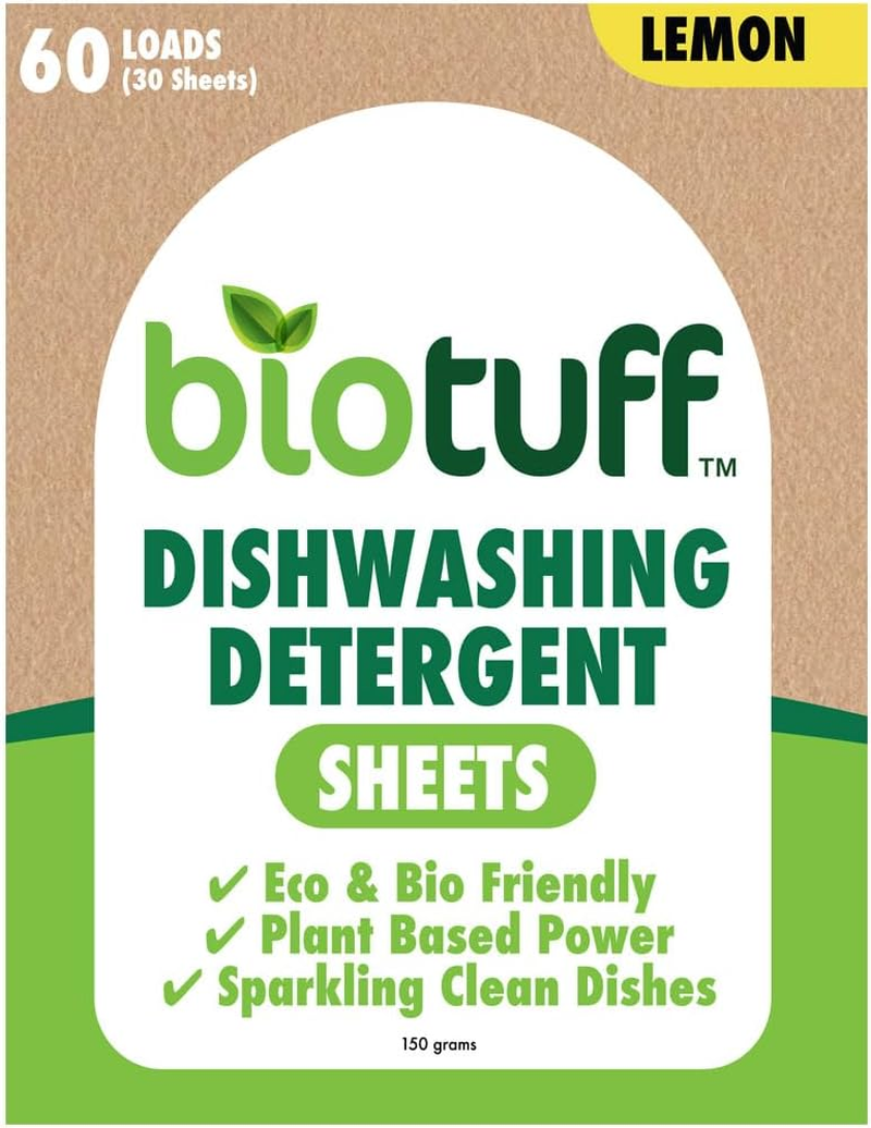 Biotuff Dishwasher Detergent Sheets - Eco Friendly, Biodegradable & Plastic Free - Powerful Grease Cutting Formula - Lightweight & Convenient Dishwashing Solution | 30 Sheets image number 1