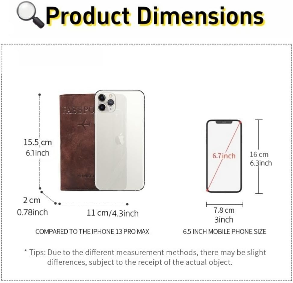 Y7-Y RFID Blocking Passport Holder Travel Wallet Multi-Functional Passport Cover with Removable Card Organizer, Anti-Theft Document Case for Travel. (Brown) - Black image number 3