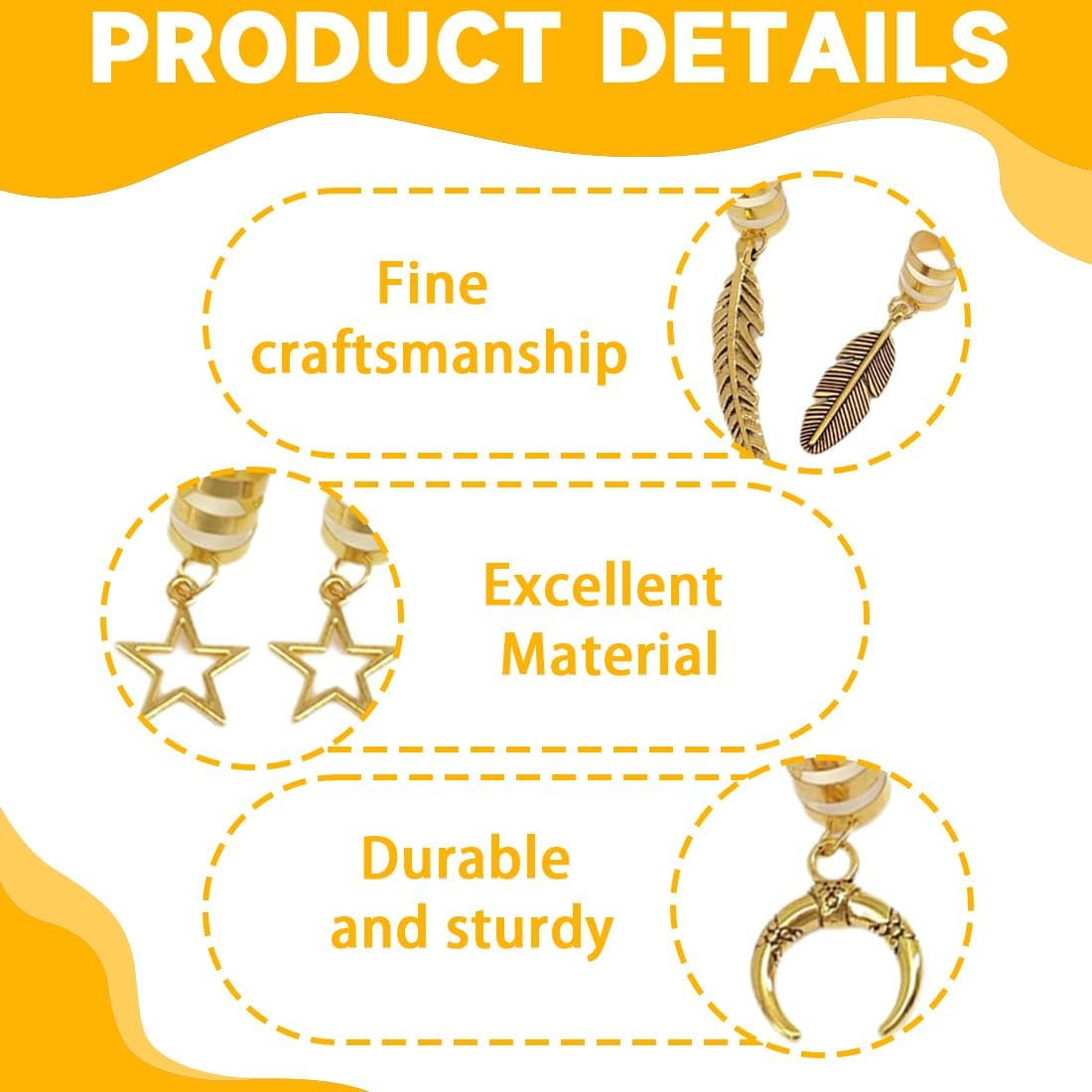 DWFEYOI Adjustable Metal Cuffs, Pack of 26 Dreadlocks Jewellery, Hair Accessories for Braids, Loc Jewellery for Hair, Hair Spirals Clips, Hair Accessories for Dreadlocks for Men, Women, Girls and Boys image number 5