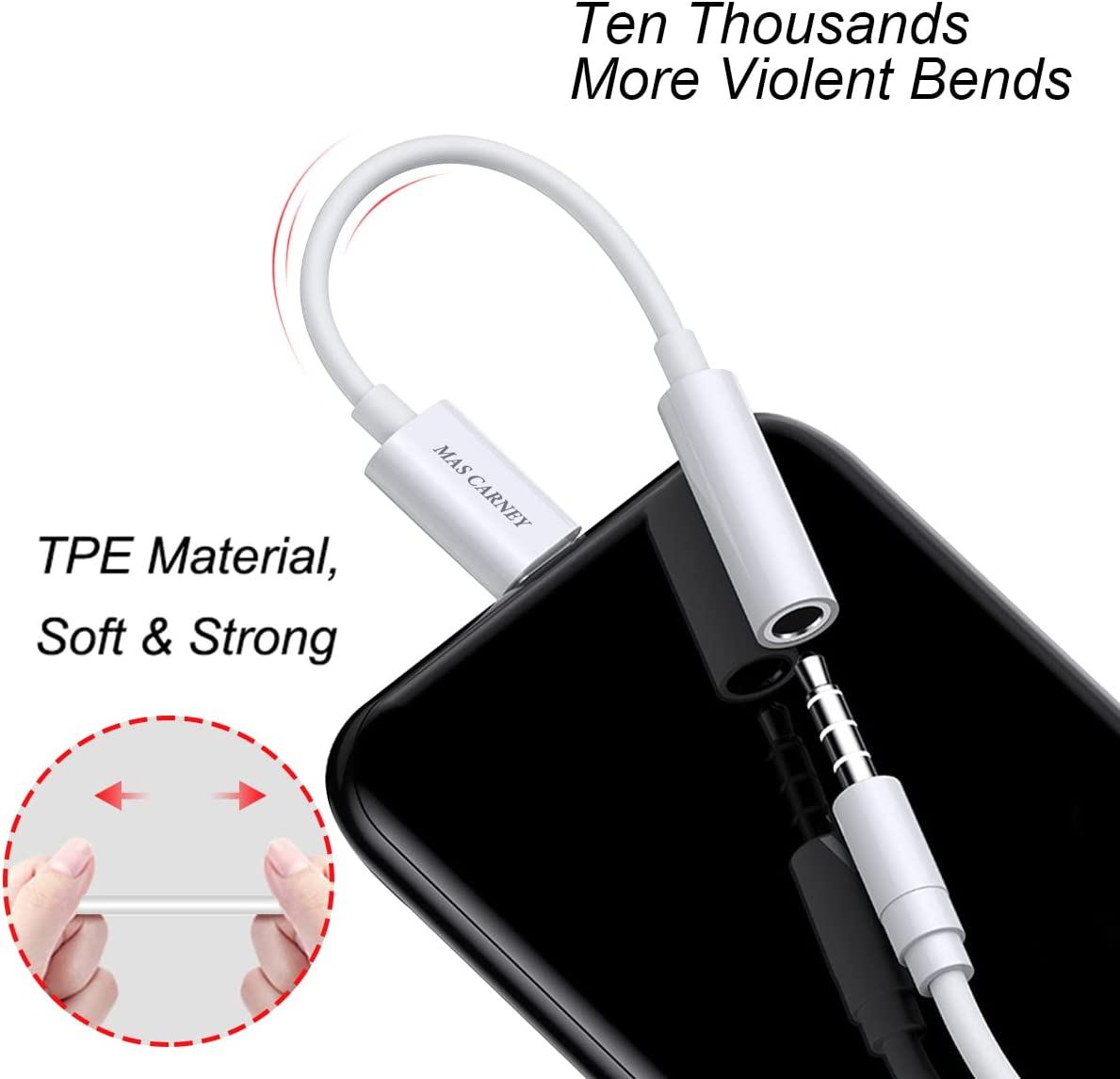 MAS CARNEY USB Type C to 3.5Mm Female Aux Adapter, 384Khz 24Bit Hi-Res Audio Headphones Jack, Compatible with Android/Ios/Win10 USB Type C Device image number 5