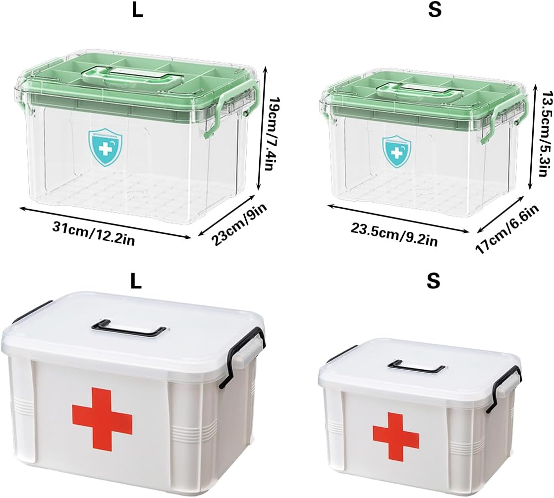 AIMALL Multi-Layer Medicine Storage Box &ndash; Transparent Medical Emergency Storage Box with Large Capacity for Household First Aid &ndash; PP Material, Easy Open Design, 2 Sizes image number 3