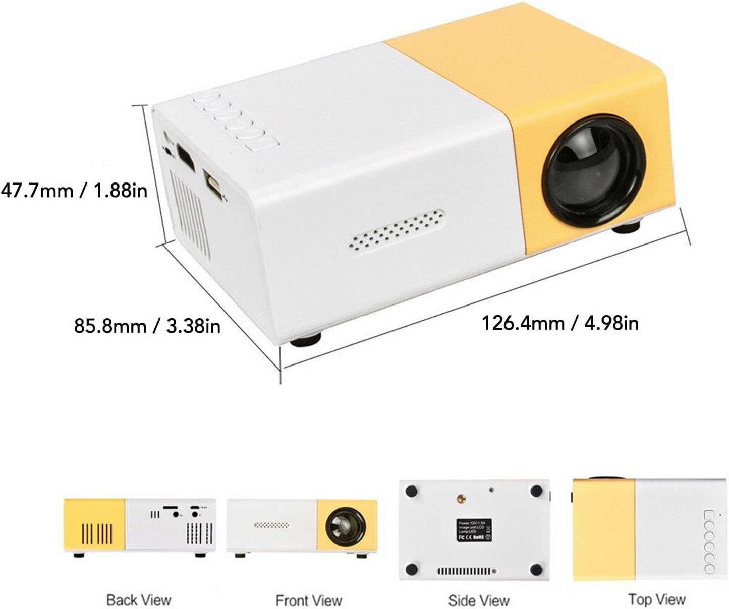 Mini Projector, Full HD 1080P Video Projector Built in Hifi Speaker, Portable LED Pico Projector Compatible with HDMI,USB,AV, TF Card, Home Theater Movie Projector for Kids (AU image number 1