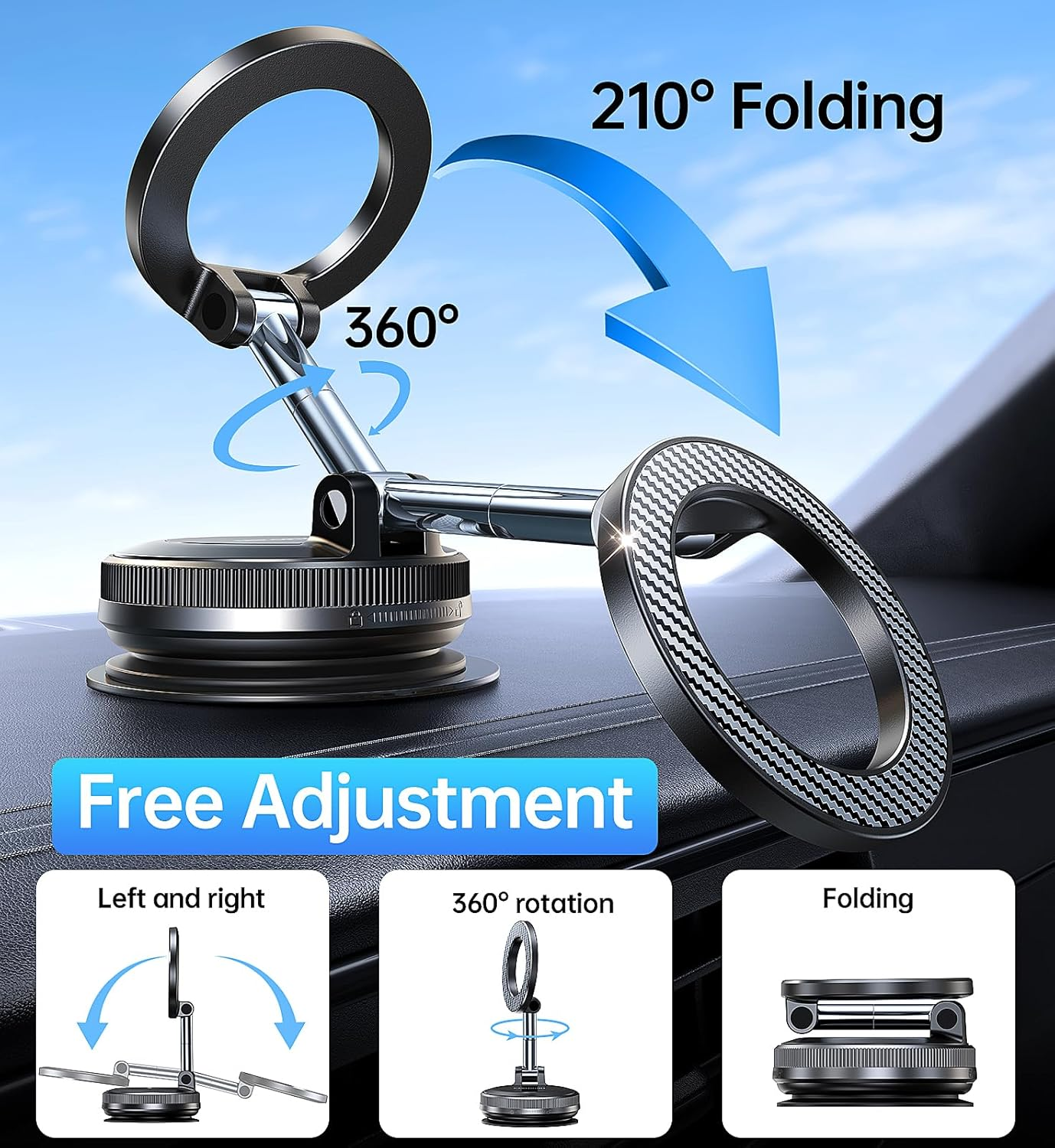For Magsafe Car Mount【90Lbs Strongest Suction & 2800Gf Magnetic】 Suction Cup Phone Mount Dashboard & Windshield, Universal Phone Holders for Your Car for Iphone 17 16 15 14 13 Pro Max