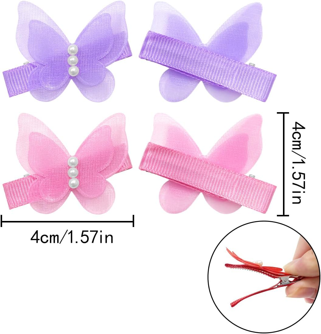 Baby Girl Hair Clips, 10 Pcs Colorful Chiffon Butterfly Hair Clips for Little Girls, Women (5 Colors) image number 3