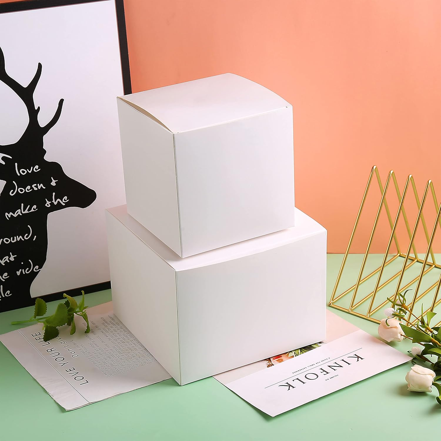 SHIPKEY 10PCS 8X8X8 Cm White Cardboard Gift Boxes with Lids | Mini/Small Gift Boxes | Small Paper Boxes for Wedding, Ornament Boxes for Christmas, Holidays, Birthdays and All Other Occasions image number 3