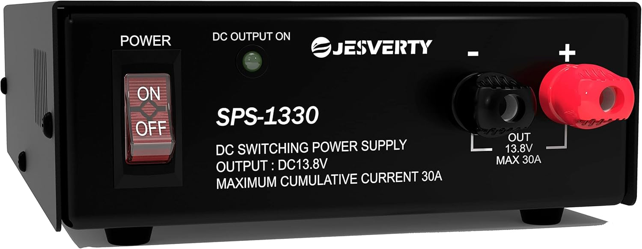 Universal Compact Bench Power Supply- 30 Amp Regulated Home Lab Benchtop Ac-To-Dc Converter 13.8 Volt, Cooling Fan, Screw Type Terminals - Jesverty SPS-1330