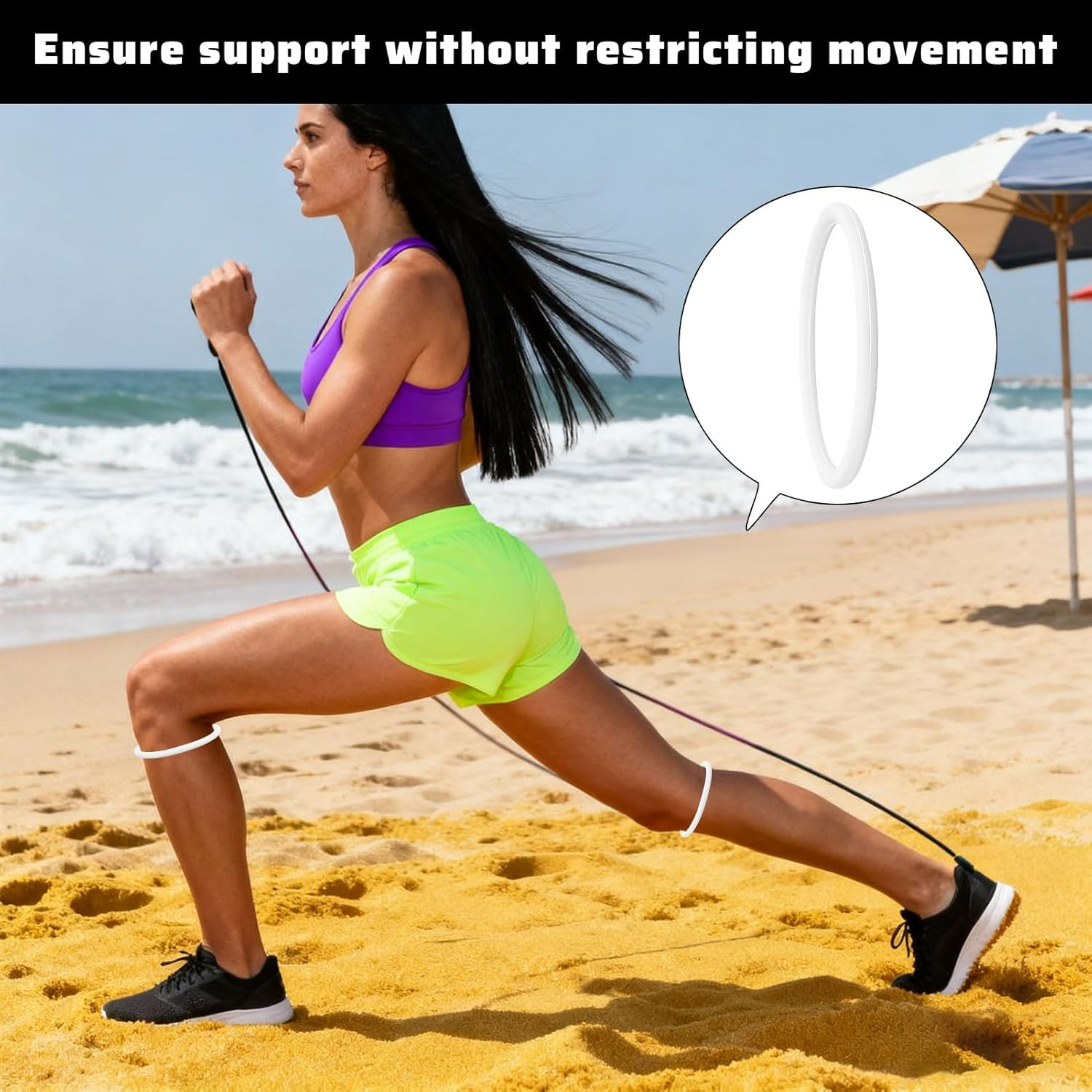 Knee Support,4 Pack Patella Knee Strap,Knee Brace,Knee Braces,Patella Fine Bands for Knee Pain Relief,Non-Slip Elastic Fixed Knee Stabilizer Rings for Soccer Basketball Running (Black & White) image number 4