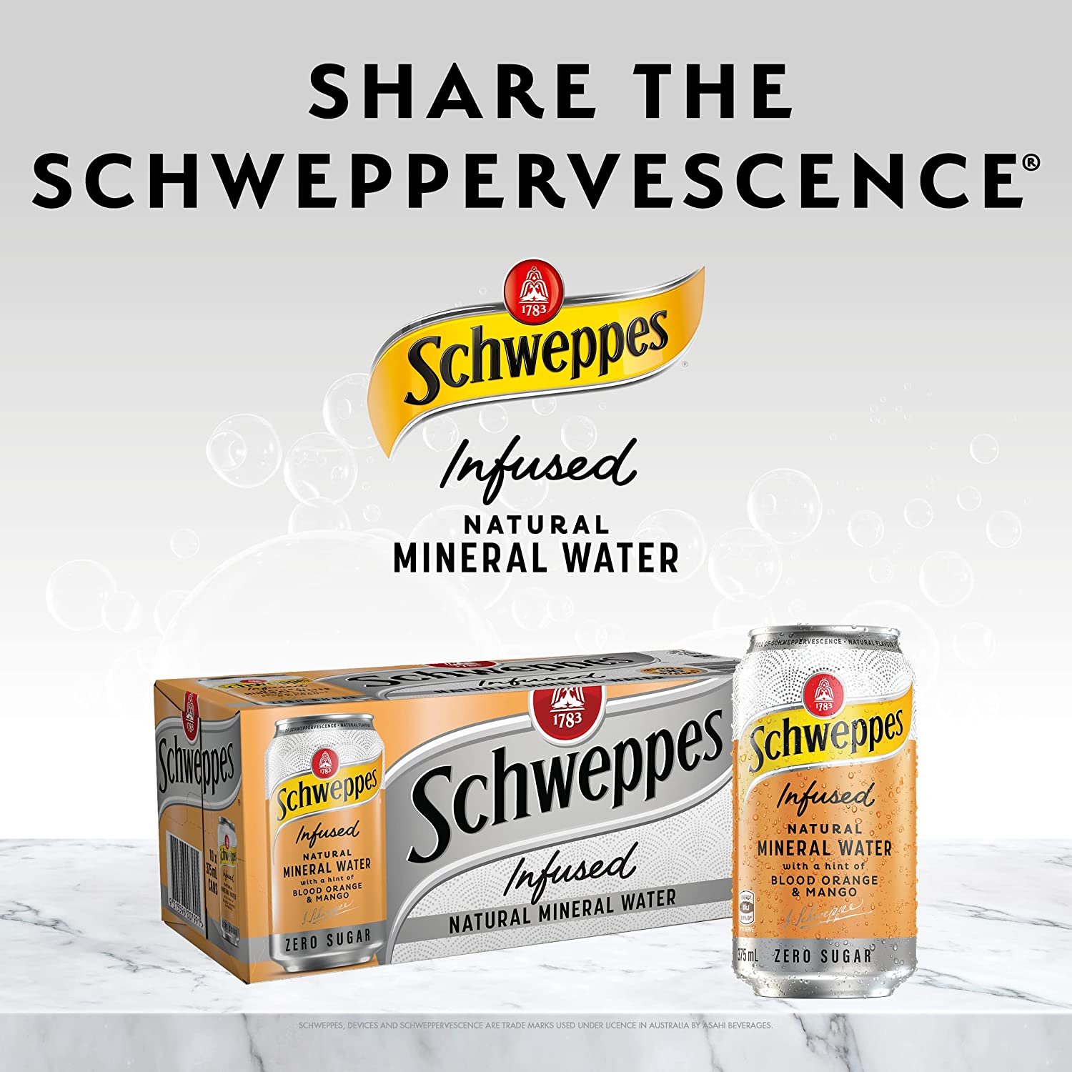 Schweppes Infused Sparkling Water Cans Blood Orange Mango - 10 X 375Ml image number 3