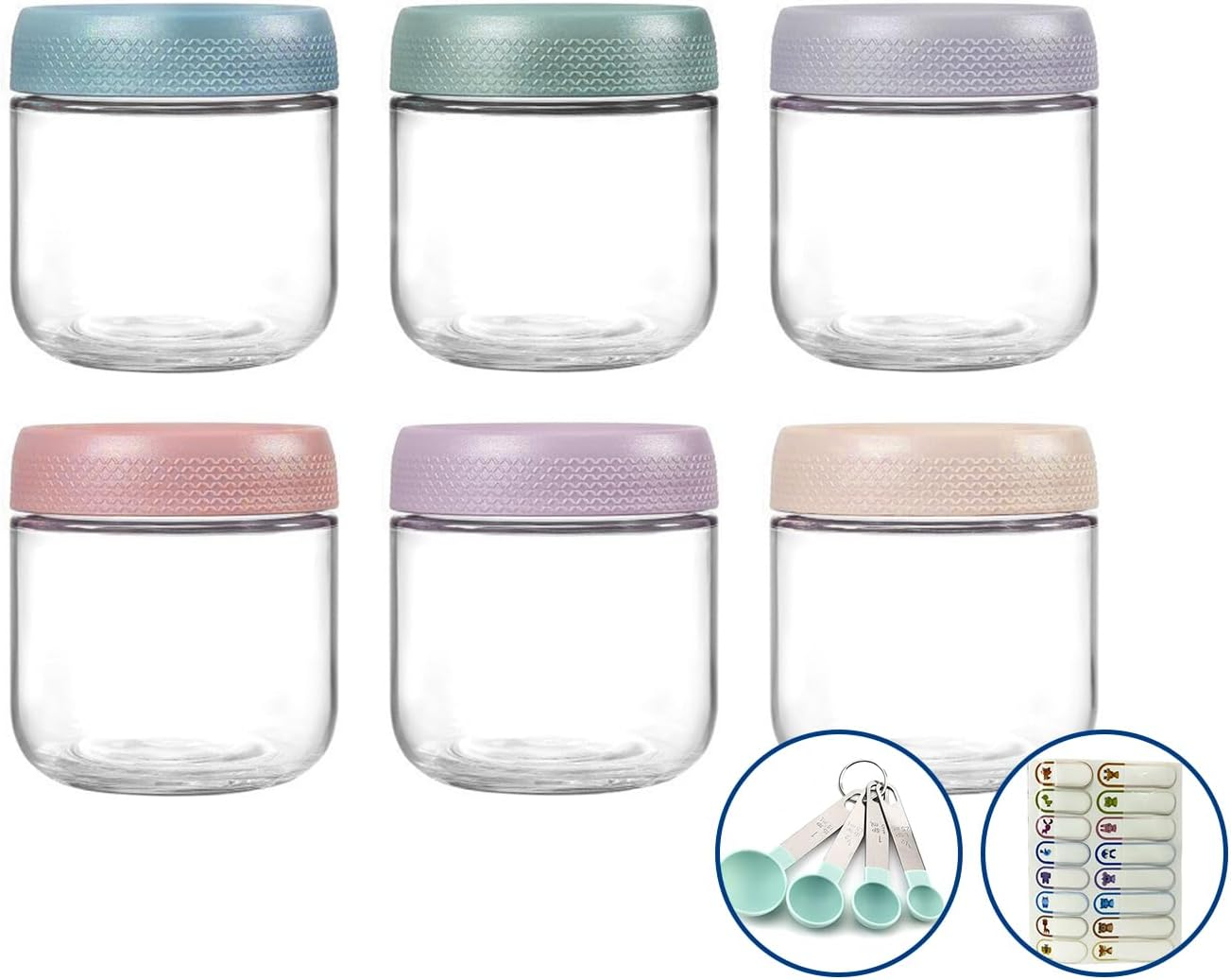 Zhuymndily 6 Pack Glass Food Storage Containers with Lids - Wide Mason Jars, Airtight Glass Meal Prep Containers for Baby Food Storage, Salad, Spice, Snacks, Dressing Sauce (Small) image number 6