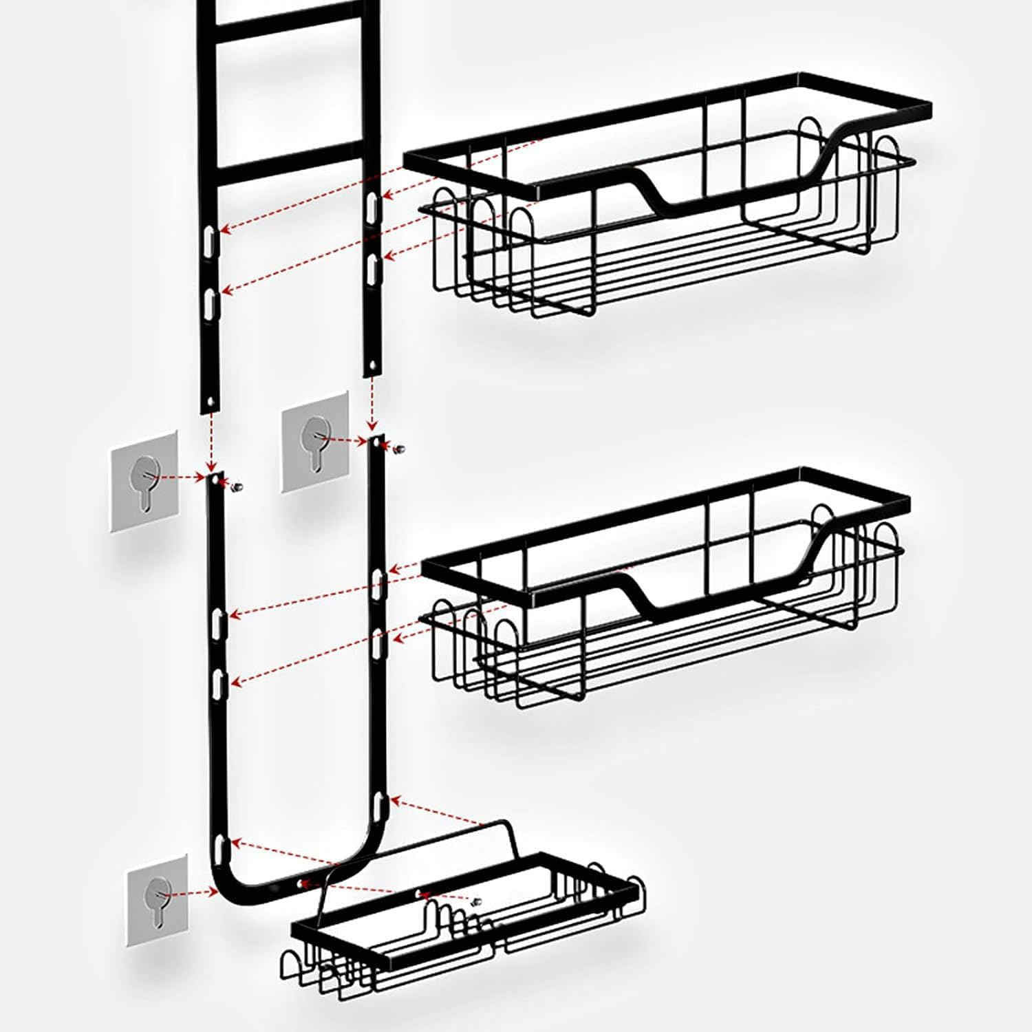 Shengsenfu Shower Caddy Hanging, Rustproof Shower Organizer, over the Shower Head Caddy Hooks for Razor/Sponge, No Drilling Bathroom Storage Shelf Rack Soap Holder, 3-Tier over the Door Shower Caddy