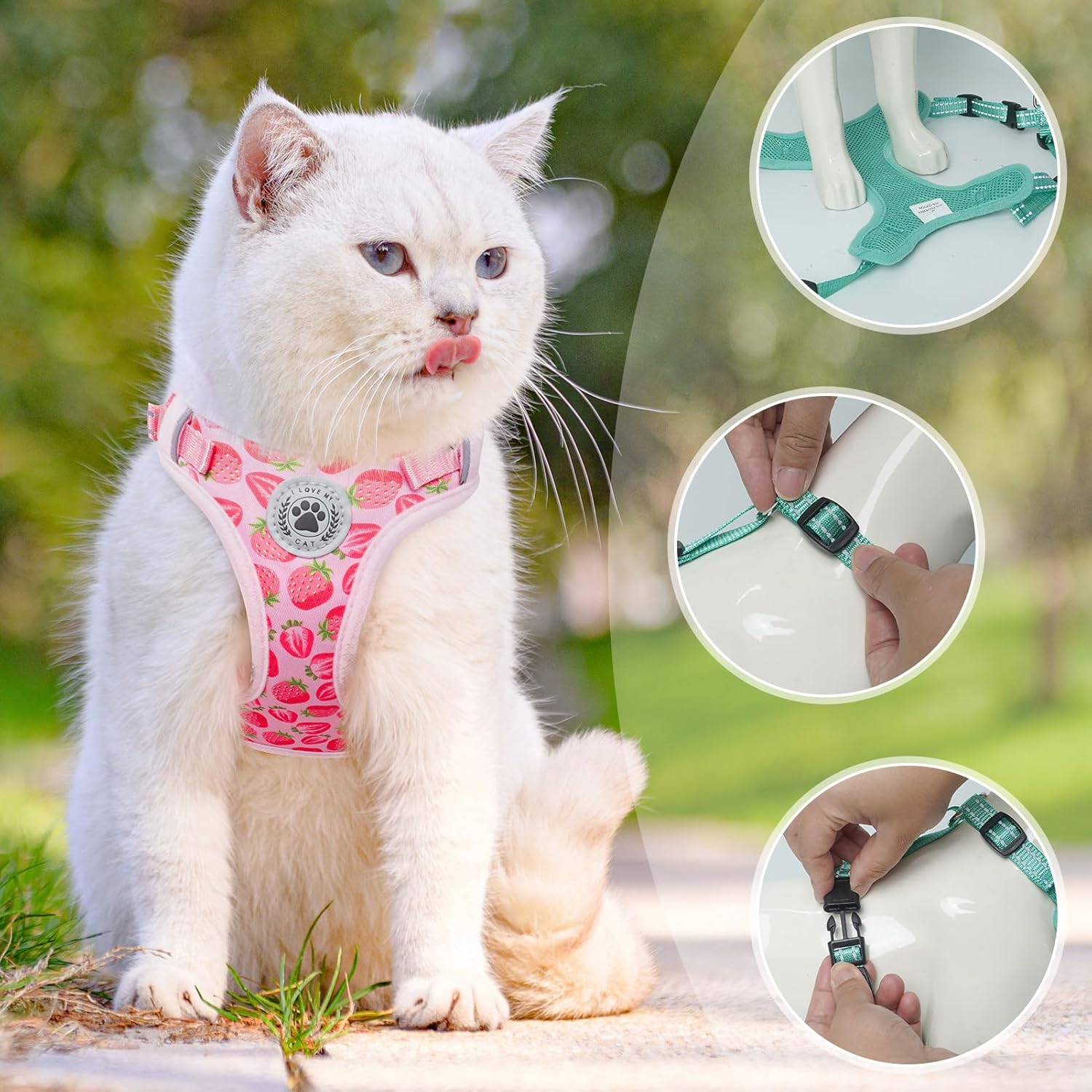 BEAUTYZOO Cat Harness and Leash Set for Walking Escape Proof, Neck Release Adjustable Harness for Kitten Puppy Small Medium Large Cats, Soft Cute Easy Control Small Cat Harness for Cats Boy and Girls image number 6