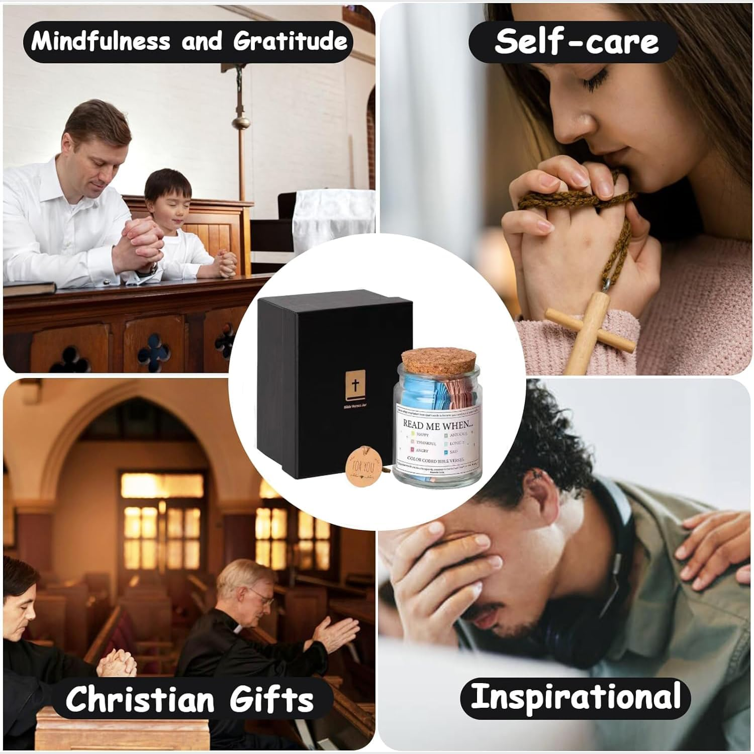 The Hope Jar Bible Verses, Read Me When Bible Verses Jar for Emotions and Feelings, Glass Scripture Prayer a Jar with 90 Coloring Bible Verse, Church Biblica (A) image number 4