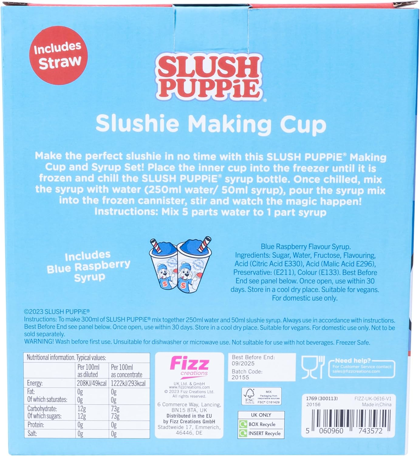 Slush Puppie Blue Raspberry Slushie Making Cup Set with 180Ml Syrup - Create Delicious Frozen Drinks at Home with Easy-To-Use Cup and Tasty Blue Raspberry Syrup image number 3